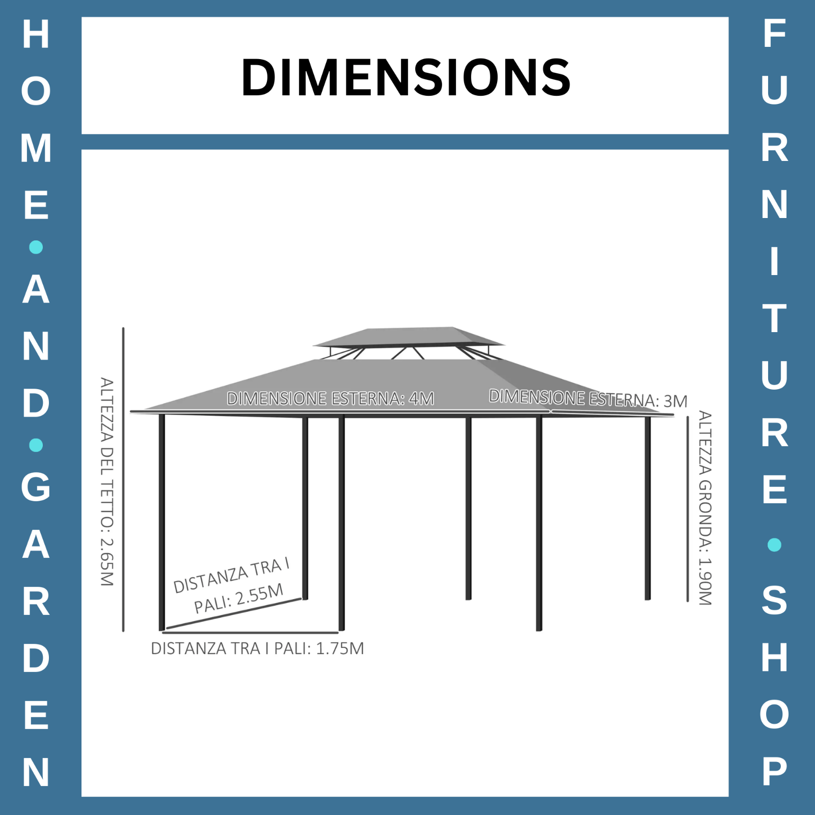 4 x 3m Metal Garden Gazebo with Curtain and Sidewalls Patio Party Canopy Shelter - Home and Garden Furniture Shop - rustic - furniture