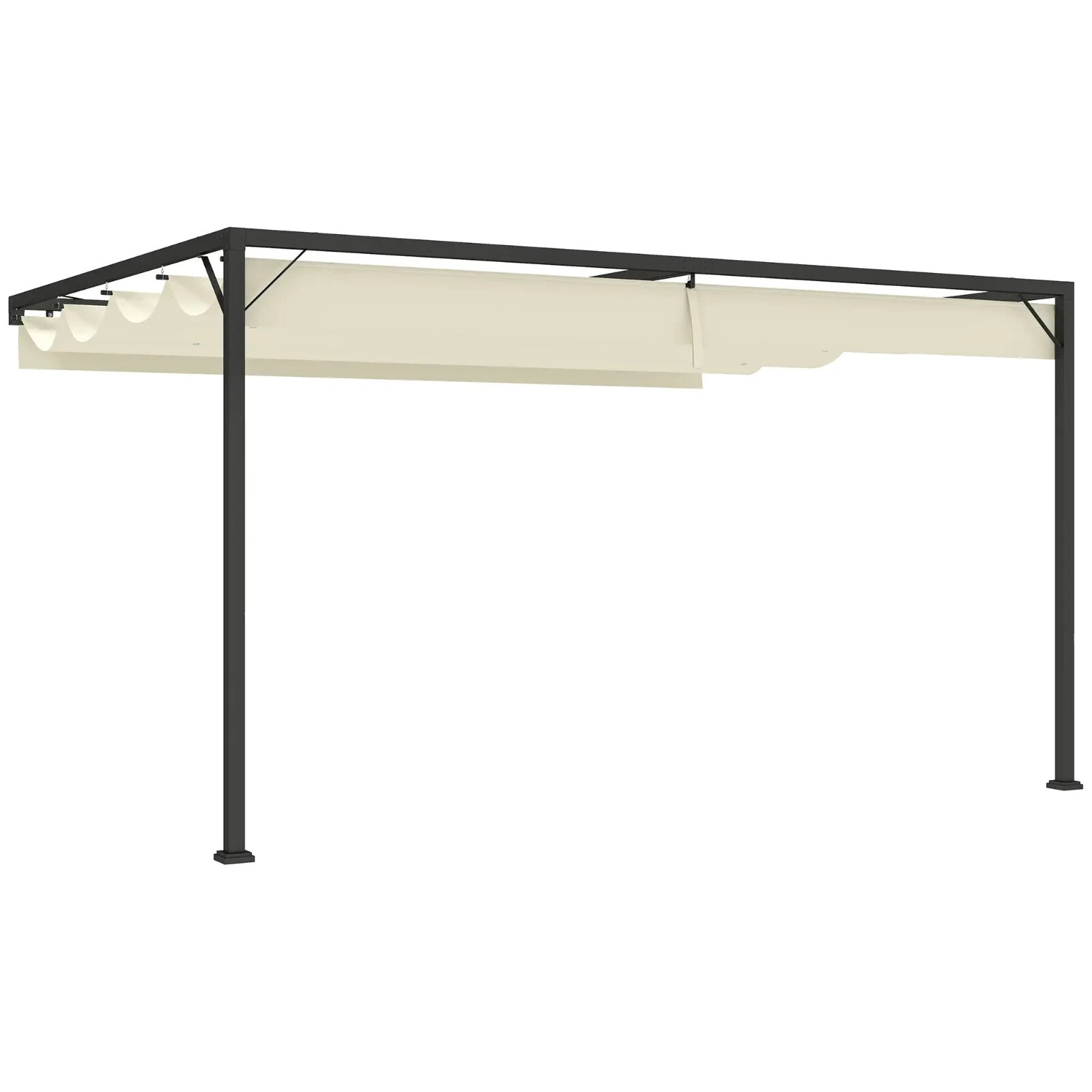 4 x 3m Outdoor Pergola Retractable Canopy Wall Mounted Awning Metal Cover Cream - Home and Garden Furniture Shop - rustic - furniture