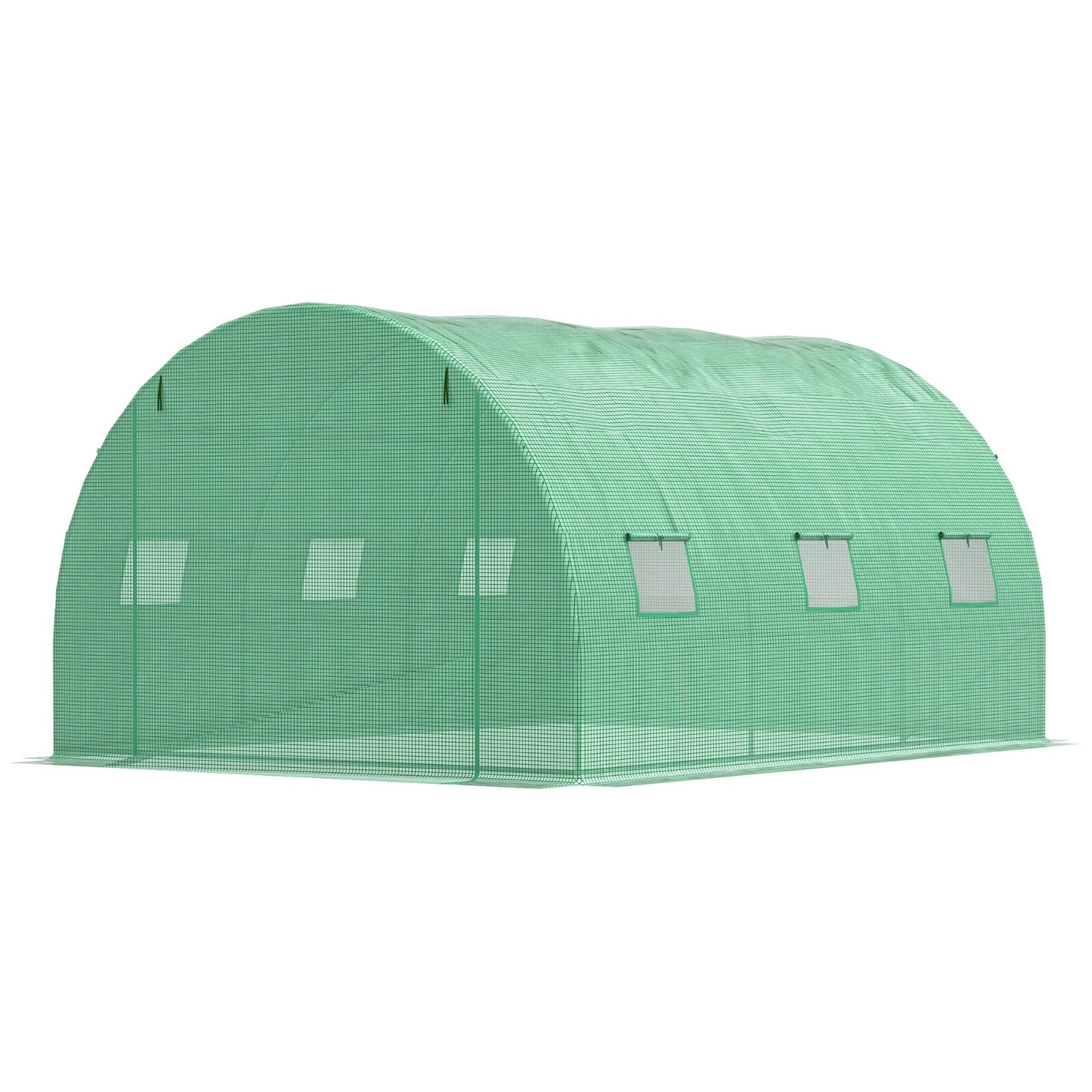 4 x 3m Walk - In Tunnel Greenhouse with PE Cover, Zipped Door and 6 Windows - Home and Garden Furniture Shop - rustic - furniture