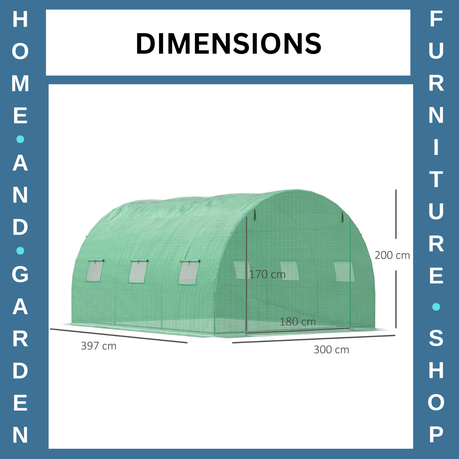 4 x 3m Walk - In Tunnel Greenhouse with PE Cover, Zipped Door and 6 Windows - Home and Garden Furniture Shop - rustic - furniture