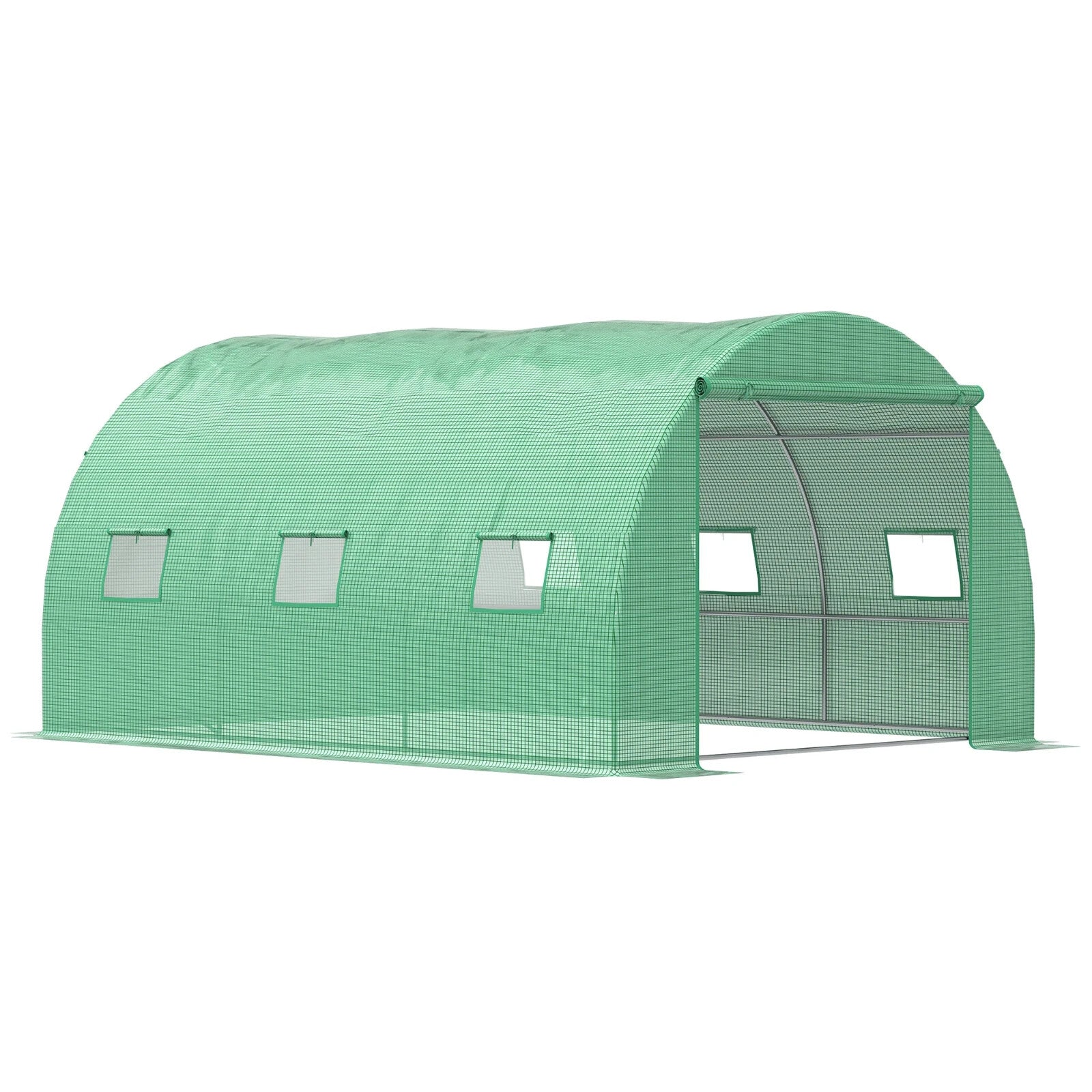 4 x 3m Walk - In Tunnel Greenhouse with PE Cover, Zipped Door and 6 Windows - Home and Garden Furniture Shop - rustic - furniture