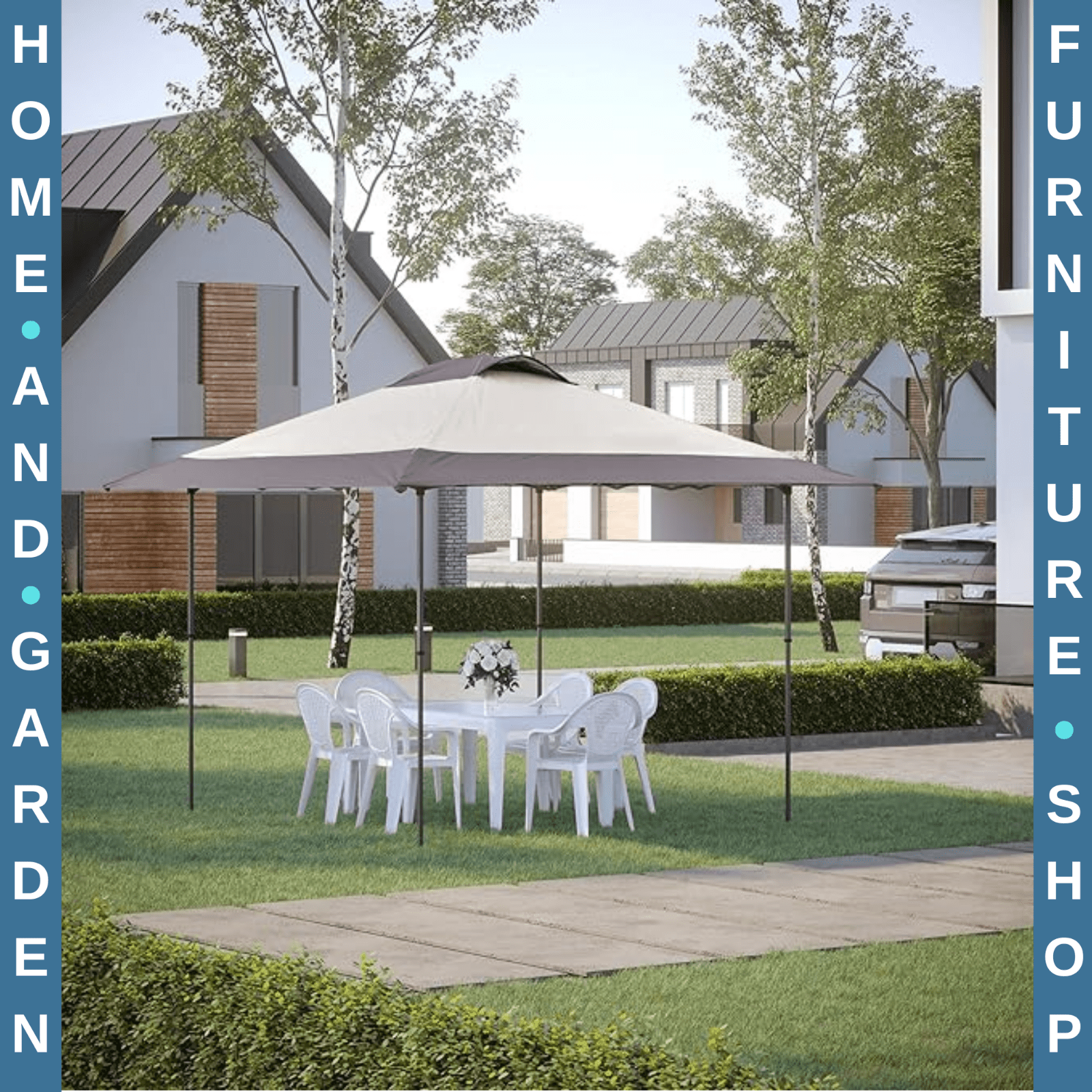 4 x 4m Pop - Up Gazebo Canopy Marquee Tent Adjustable Legs Outdoor Wedding Shelter - Home and Garden Furniture Shop - rustic - furniture