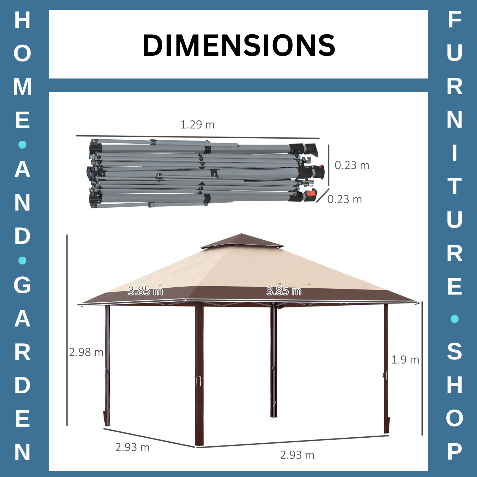 4 x 4m Pop - Up Gazebo Canopy Marquee Tent Adjustable Legs Outdoor Wedding Shelter - Home and Garden Furniture Shop - rustic - furniture