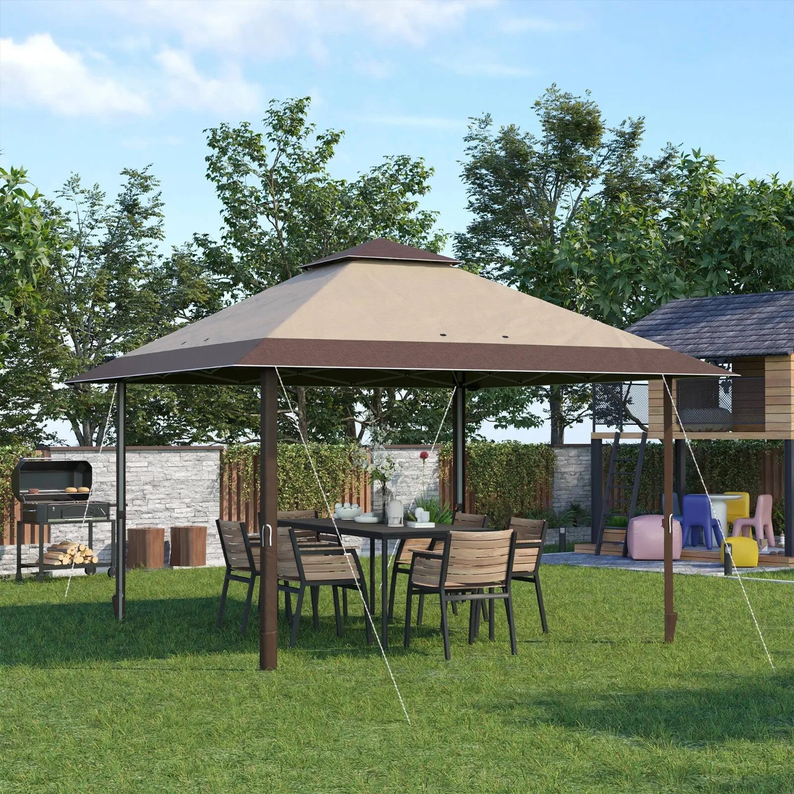 4 x 4m Pop - Up Gazebo Canopy Marquee Tent Adjustable Legs Outdoor Wedding Shelter - Home and Garden Furniture Shop - rustic - furniture