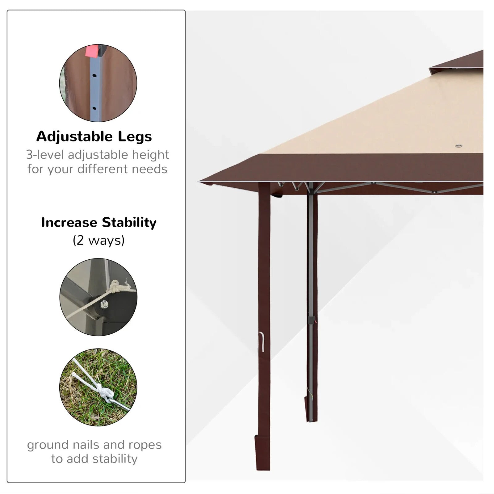 4 x 4m Pop - Up Gazebo Canopy Marquee Tent Adjustable Legs Outdoor Wedding Shelter - Home and Garden Furniture Shop - rustic - furniture