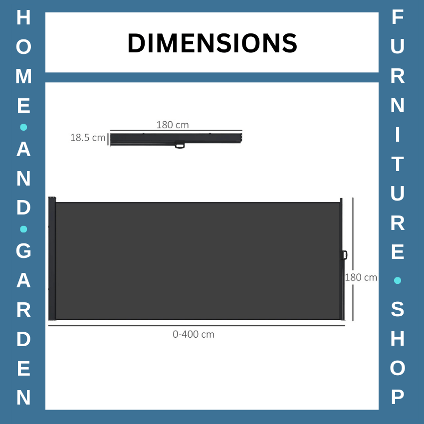 400 x 180cm Retractable Side Awning Privacy Screen Garden Terrace Windbreak - Home and Garden Furniture Shop - rustic - furniture