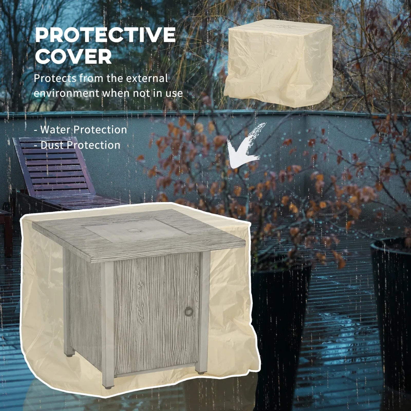 40000 BTU Gas Fire Pit Table with Cover Glass Screen Beads Outdoor Patio Heater - Home and Garden Furniture Shop - rustic - furniture