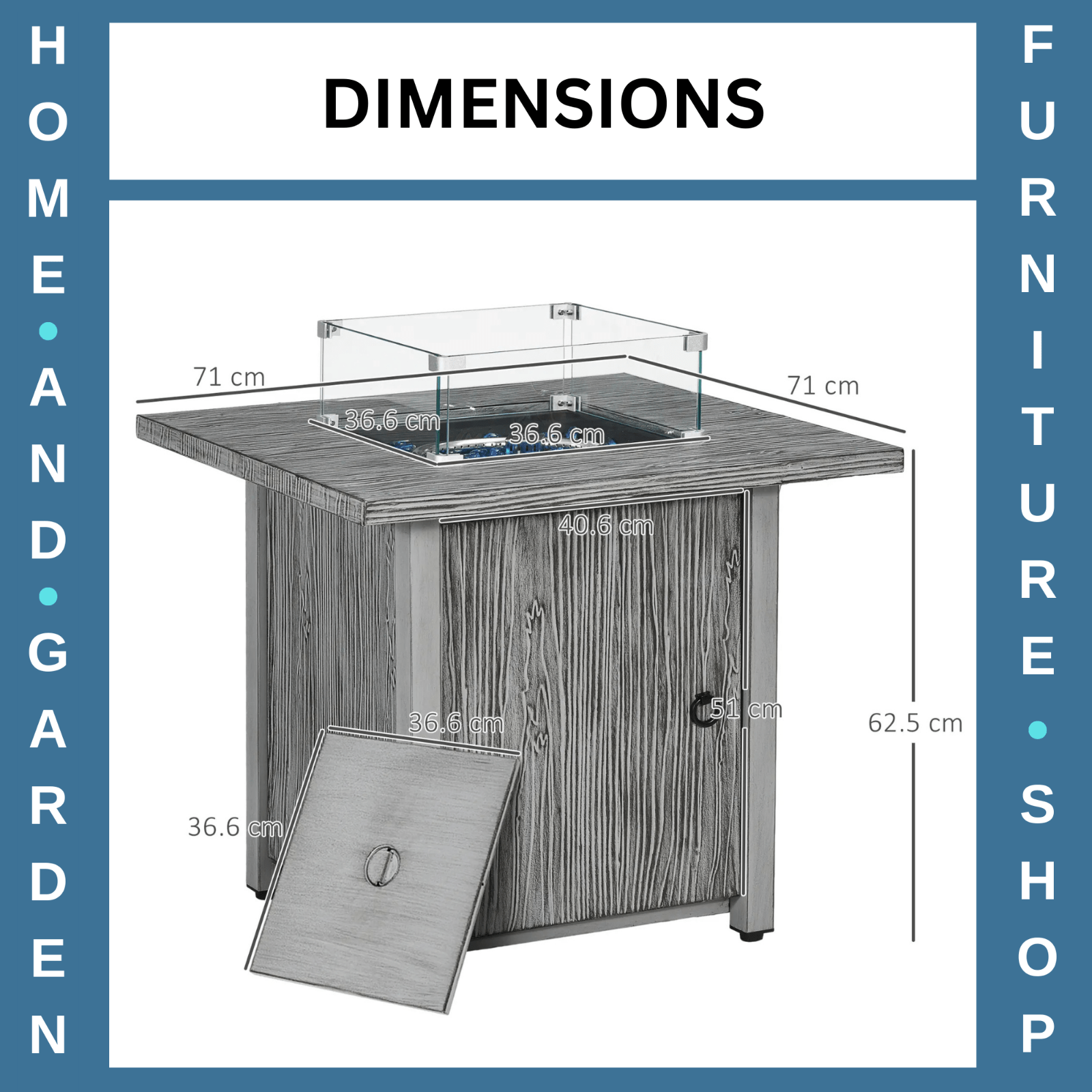 40000 BTU Gas Fire Pit Table with Cover Glass Screen Beads Outdoor Patio Heater - Home and Garden Furniture Shop - rustic - furniture