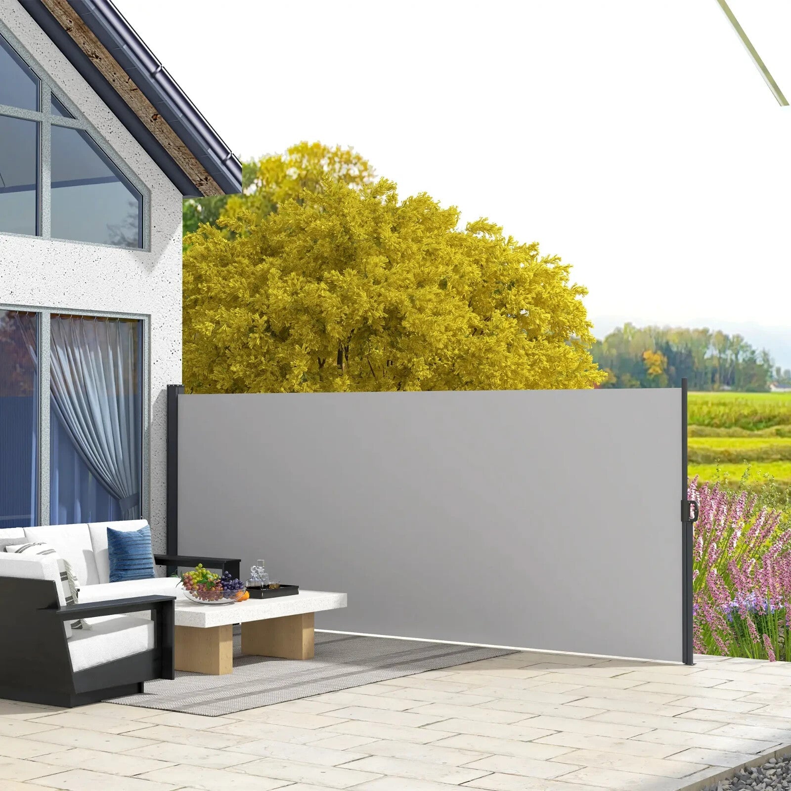 400×160cm Retractable Side Awning Outdoor Privacy Screen for Garden Balcony Pool - Home and Garden Furniture Shop - rustic - furniture