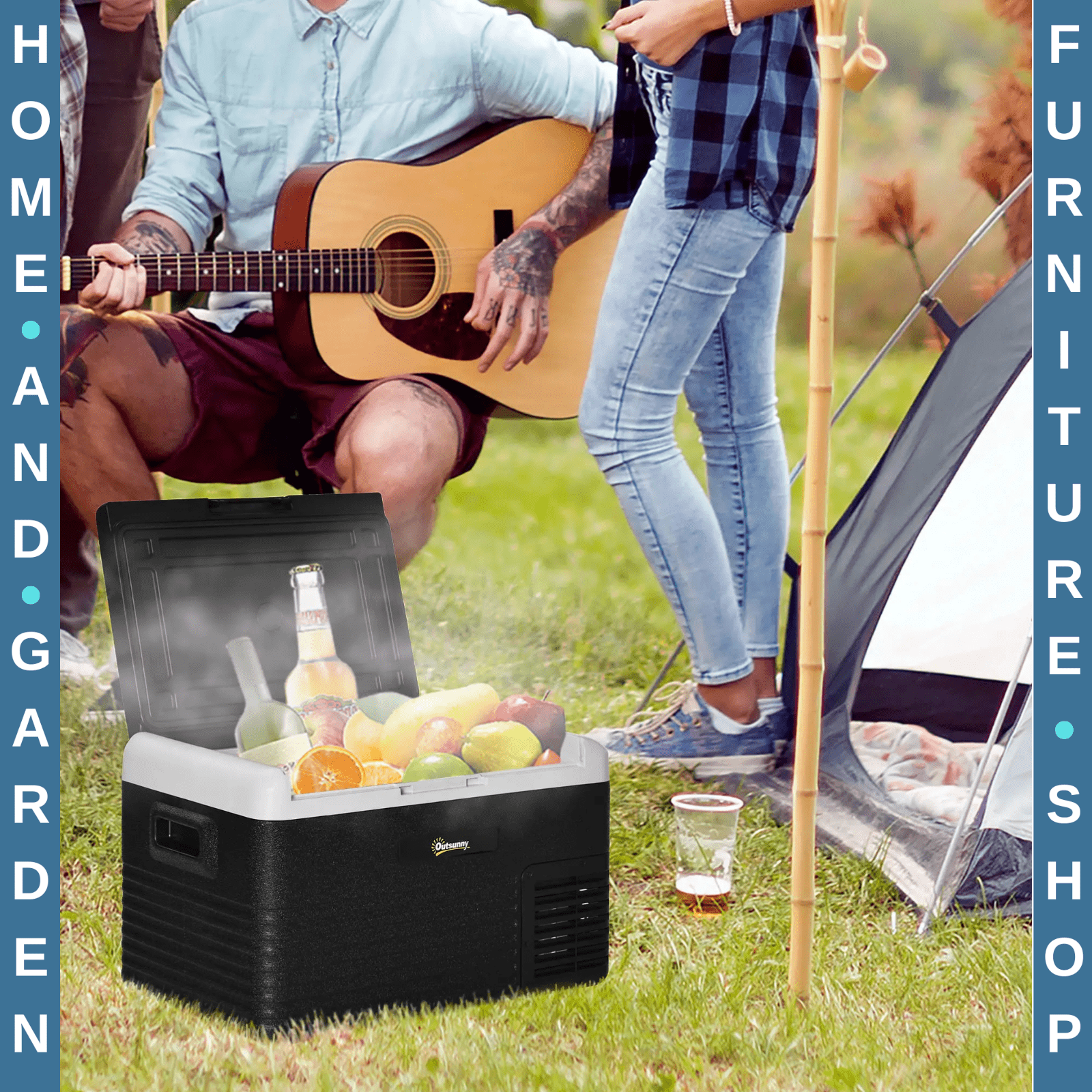 40L Portable Car Fridge Freezer Compressor Cooler with LED Light & Handles Black - Home and Garden Furniture Shop - rustic - furniture