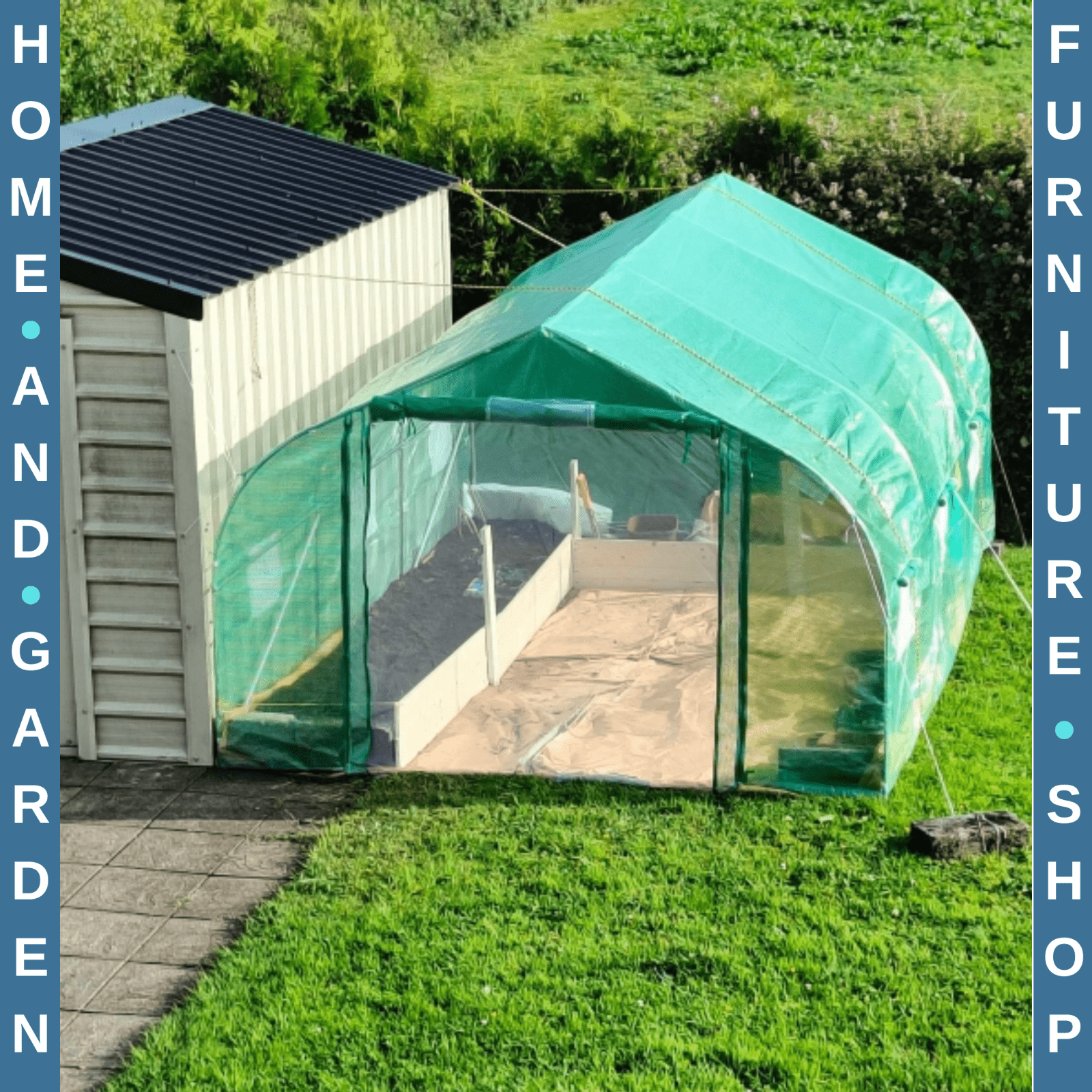 4.47x3x2m Walk - In Tunnel Greenhouse – Roll - Up Door & 6 Windows Polytunnel Tent - Home and Garden Furniture Shop - rustic - furniture