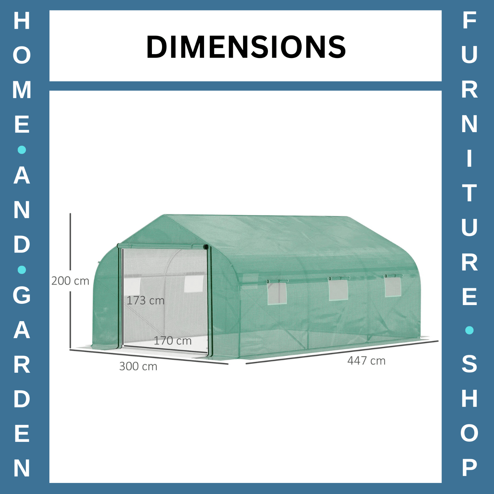 4.47x3x2m Walk - In Tunnel Greenhouse – Roll - Up Door & 6 Windows Polytunnel Tent - Home and Garden Furniture Shop - rustic - furniture