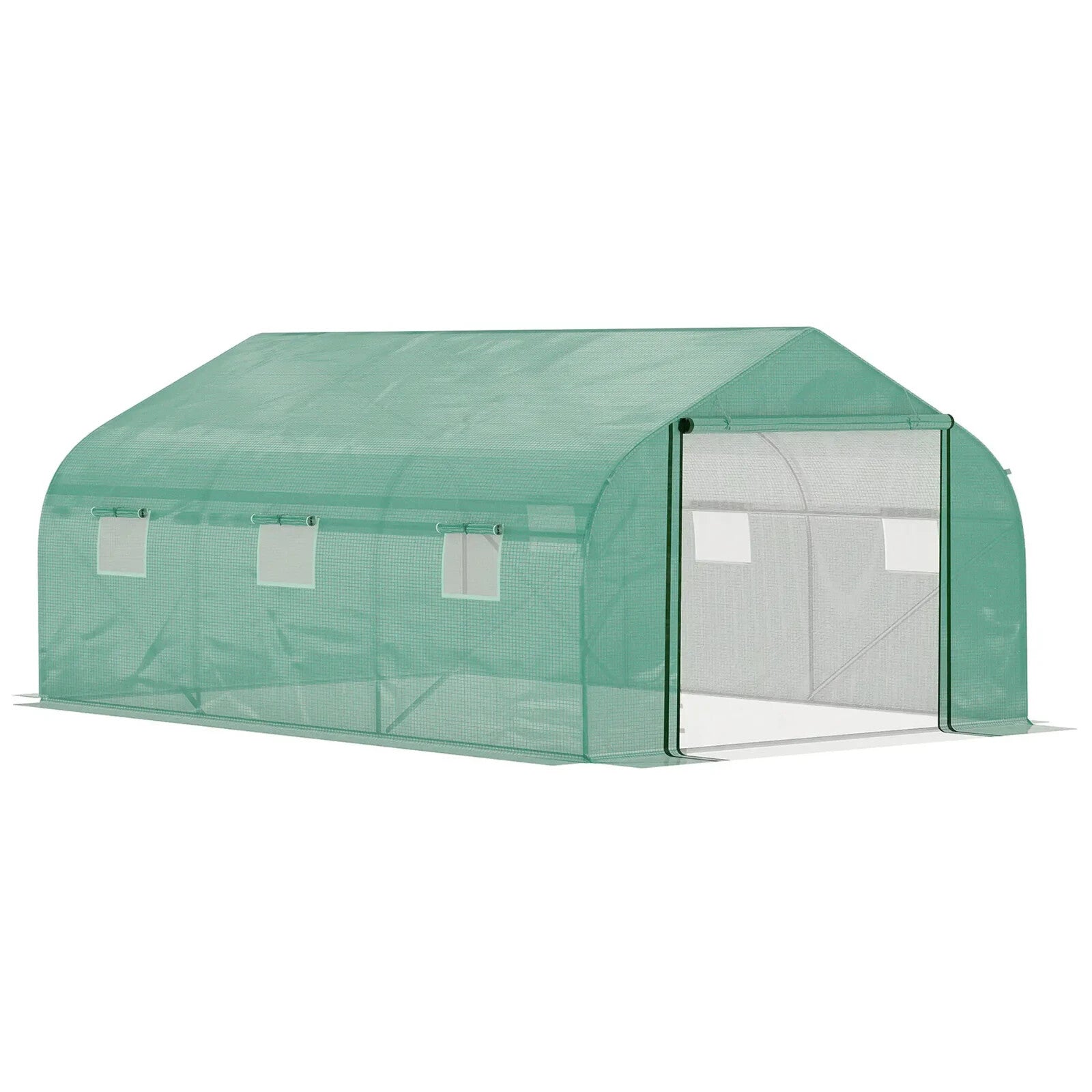 4.47x3x2m Walk - In Tunnel Greenhouse – Roll - Up Door & 6 Windows Polytunnel Tent - Home and Garden Furniture Shop - rustic - furniture