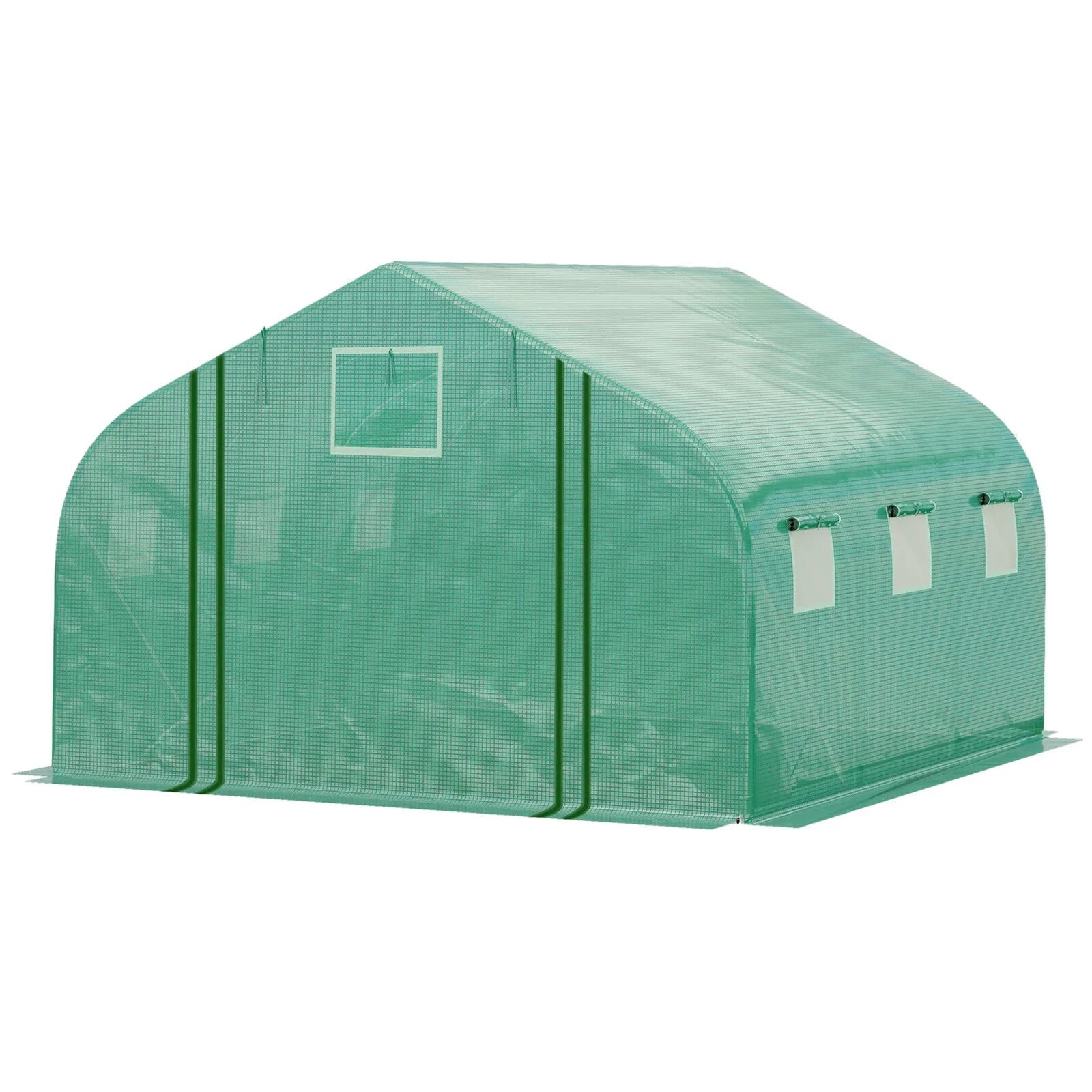 4.47x3x2m Walk - In Tunnel Greenhouse – Roll - Up Door & 6 Windows Polytunnel Tent - Home and Garden Furniture Shop - rustic - furniture