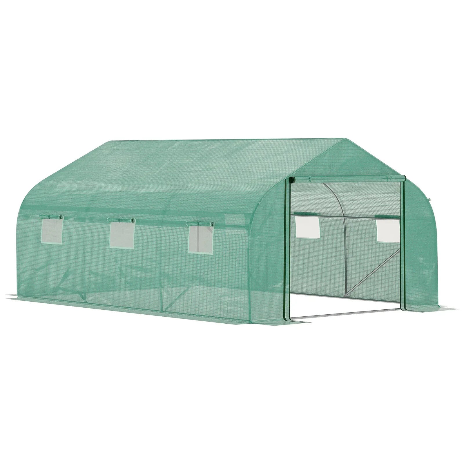 4.47x3x2m Walk - In Tunnel Greenhouse – Roll - Up Door & 6 Windows Polytunnel Tent - Home and Garden Furniture Shop - rustic - furniture