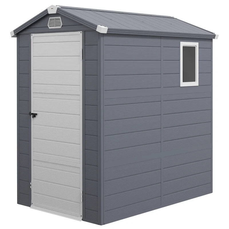 4.4ft x 6.2ft Polypropylene Garden Shed with Foundation Kit Tool House Outdoor - Home and Garden Furniture Shop - rustic - furniture