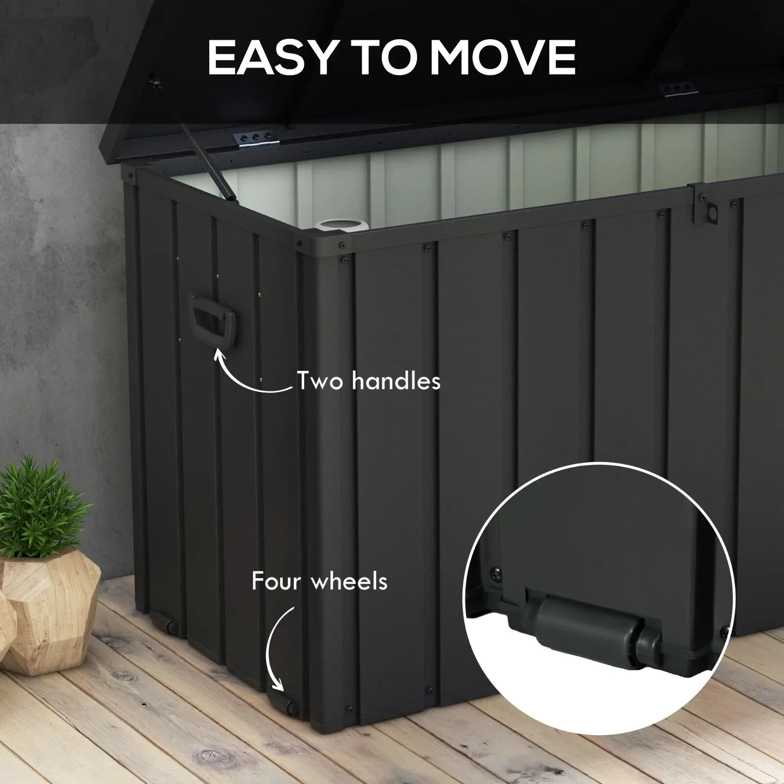 450L Galvanised Steel Garden Storage Box with Wheels Outdoor Weatherproof Chest - Home and Garden Furniture Shop - rustic - furniture