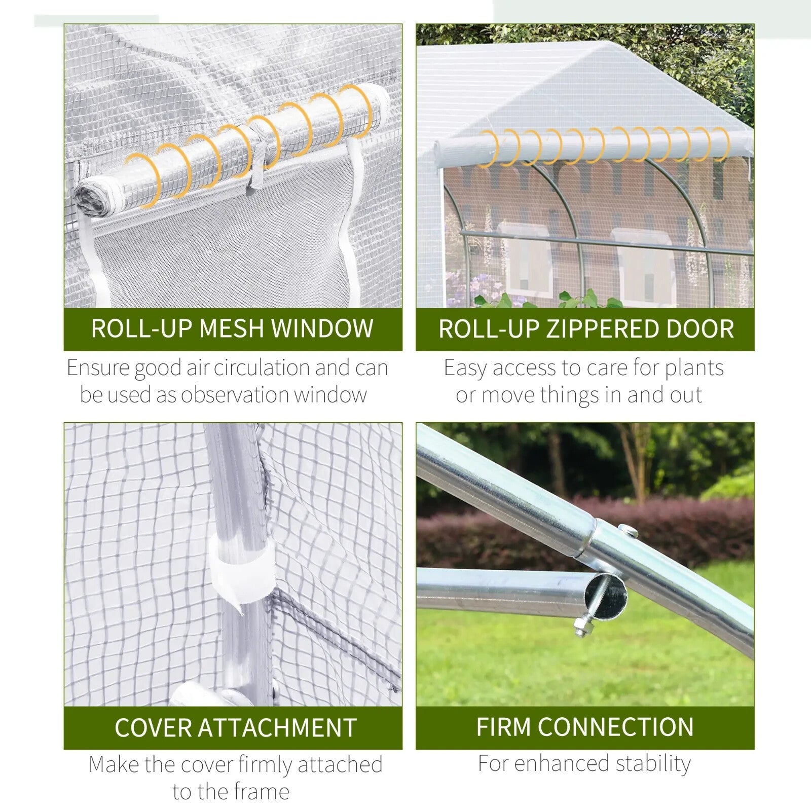 4.5x3x2m Walk - In PE Mesh Greenhouse Galvanized Metal Frame Outdoor Garden Tunnel - Home and Garden Furniture Shop - rustic - furniture
