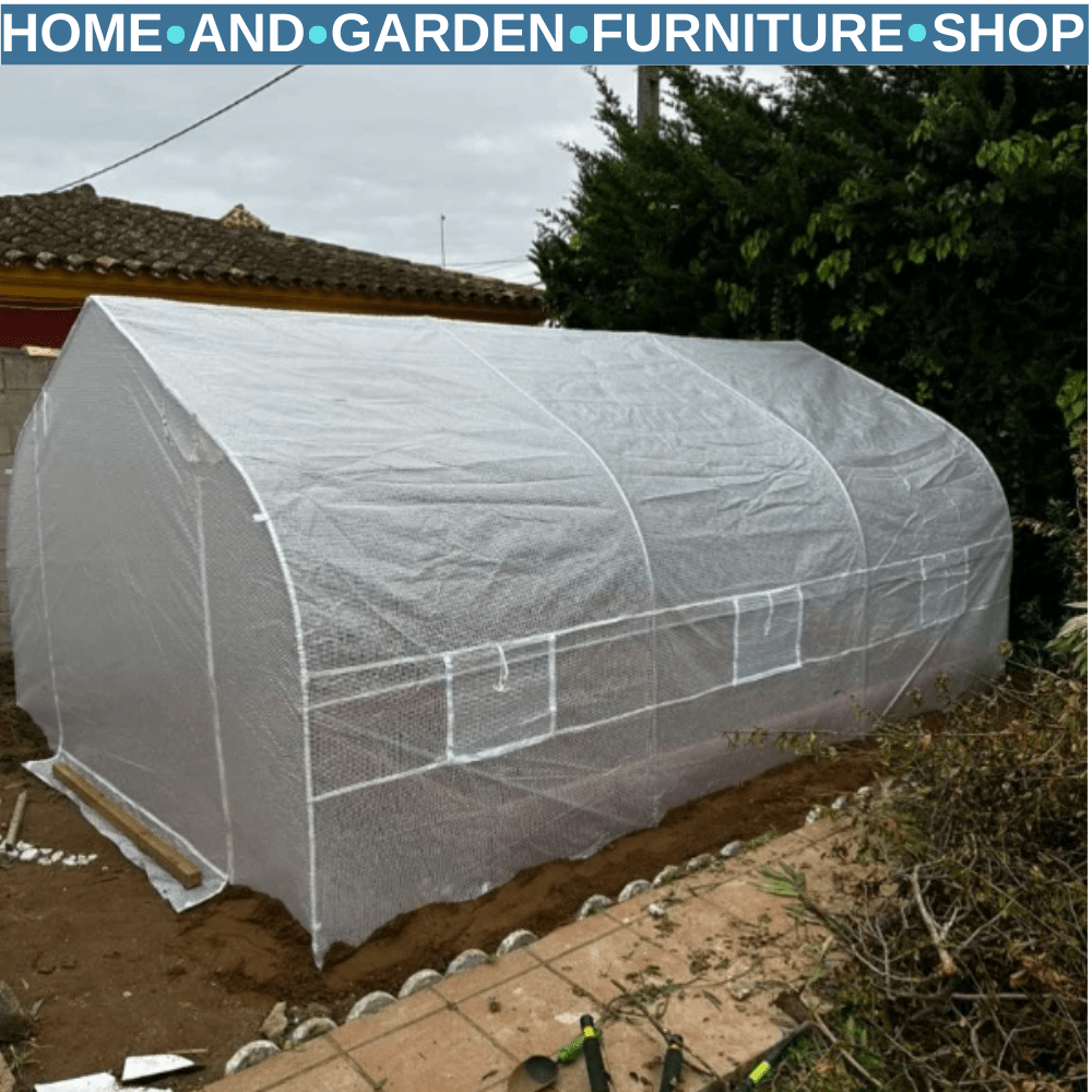 4.5x3x2m Walk - In PE Mesh Greenhouse Galvanized Metal Frame Outdoor Garden Tunnel - Home and Garden Furniture Shop - rustic - furniture