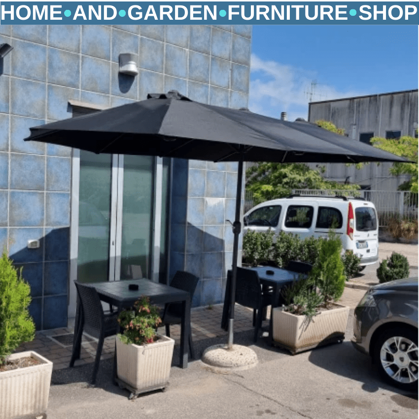 4.6m Double Sided Garden Parasol Large Patio Sun Umbrella Outdoor Shade Canopy - Home and Garden Furniture Shop - rustic - furniture