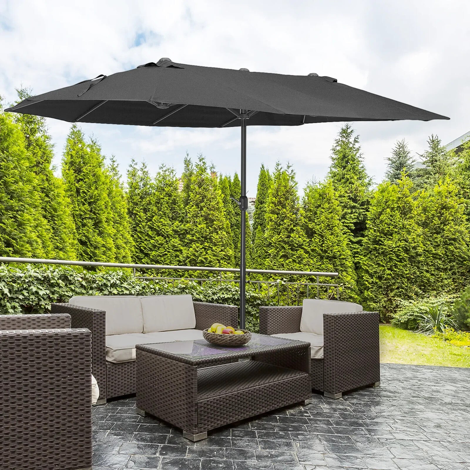 4.6m Double Sided Garden Parasol Large Patio Sun Umbrella Outdoor Shade Canopy - Home and Garden Furniture Shop - rustic - furniture