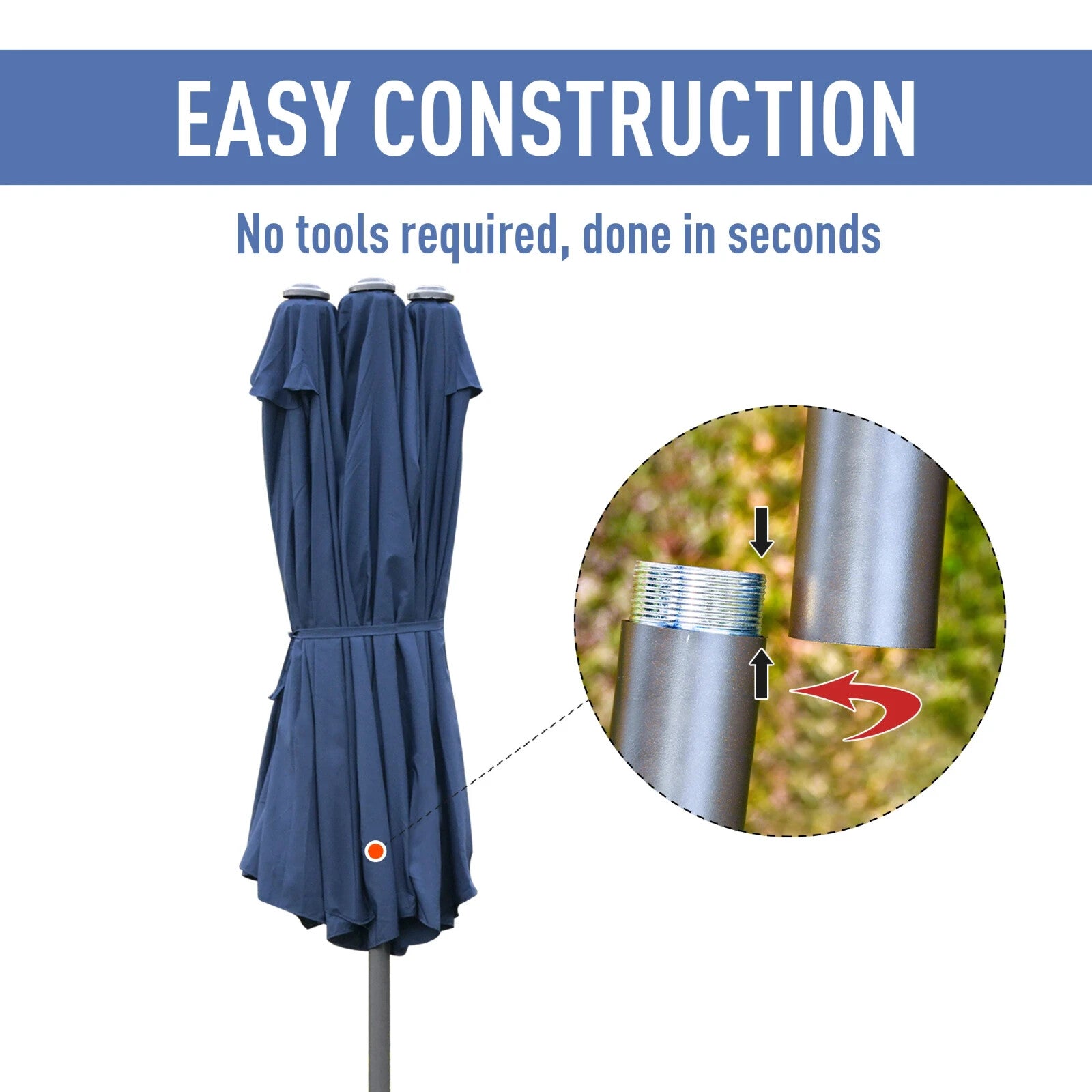 4.6m Double Sided Garden Sun Umbrella Canopy with Crank and Cross Base Shade - Home and Garden Furniture Shop - rustic - furniture