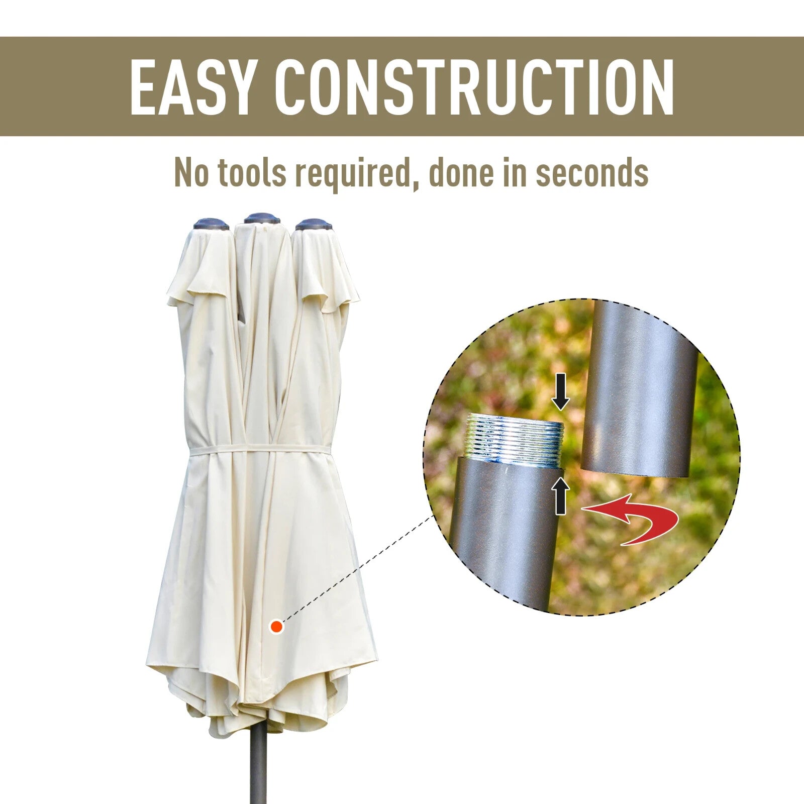 4.6m Patio Sun Shade Umbrella with Double Sided Canopy Crank and Cross Base - Home and Garden Furniture Shop - rustic - furniture