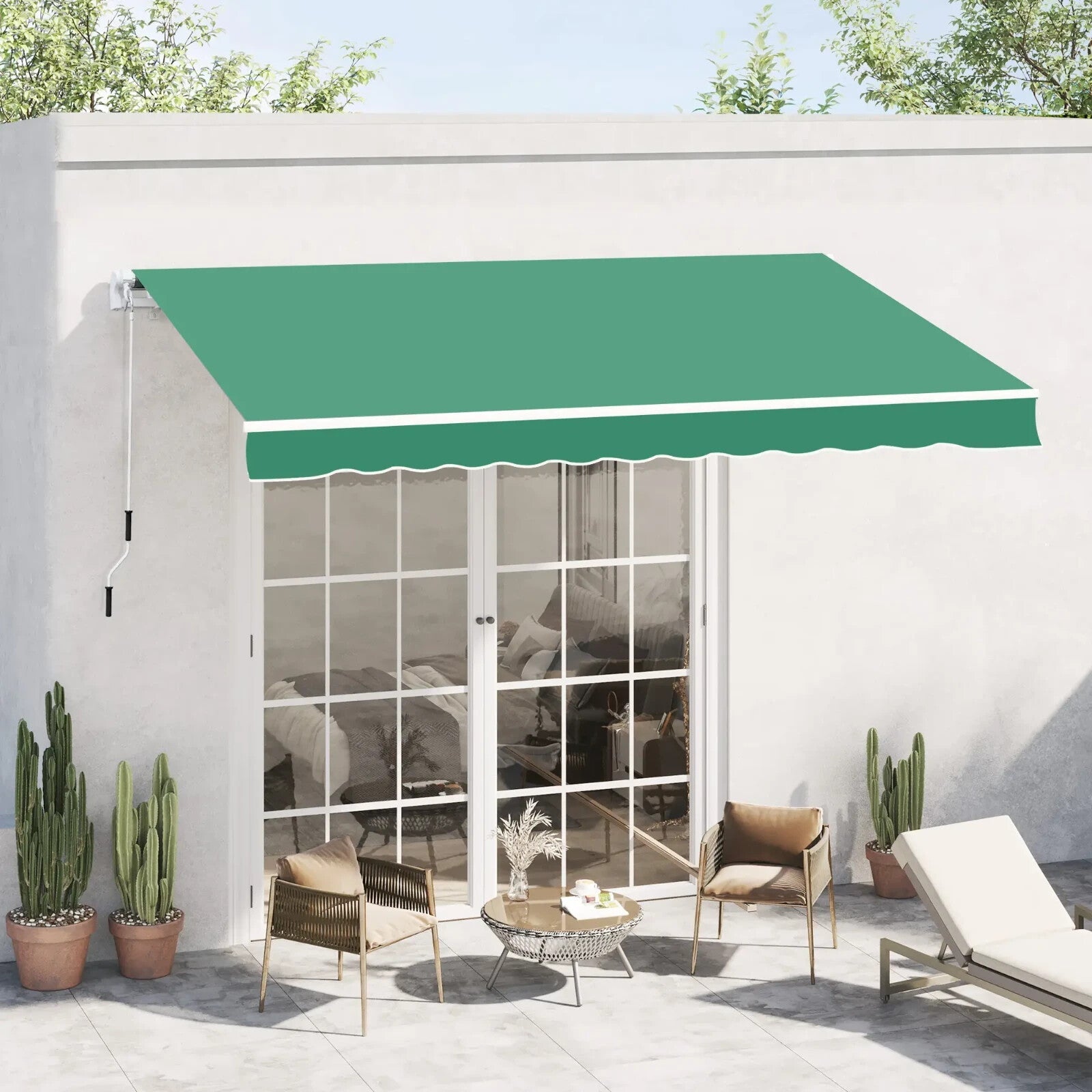4m x 3m Manual Garden Awning Retractable Canopy Outdoor Patio Sun Shade Cover - Home and Garden Furniture Shop - rustic - furniture