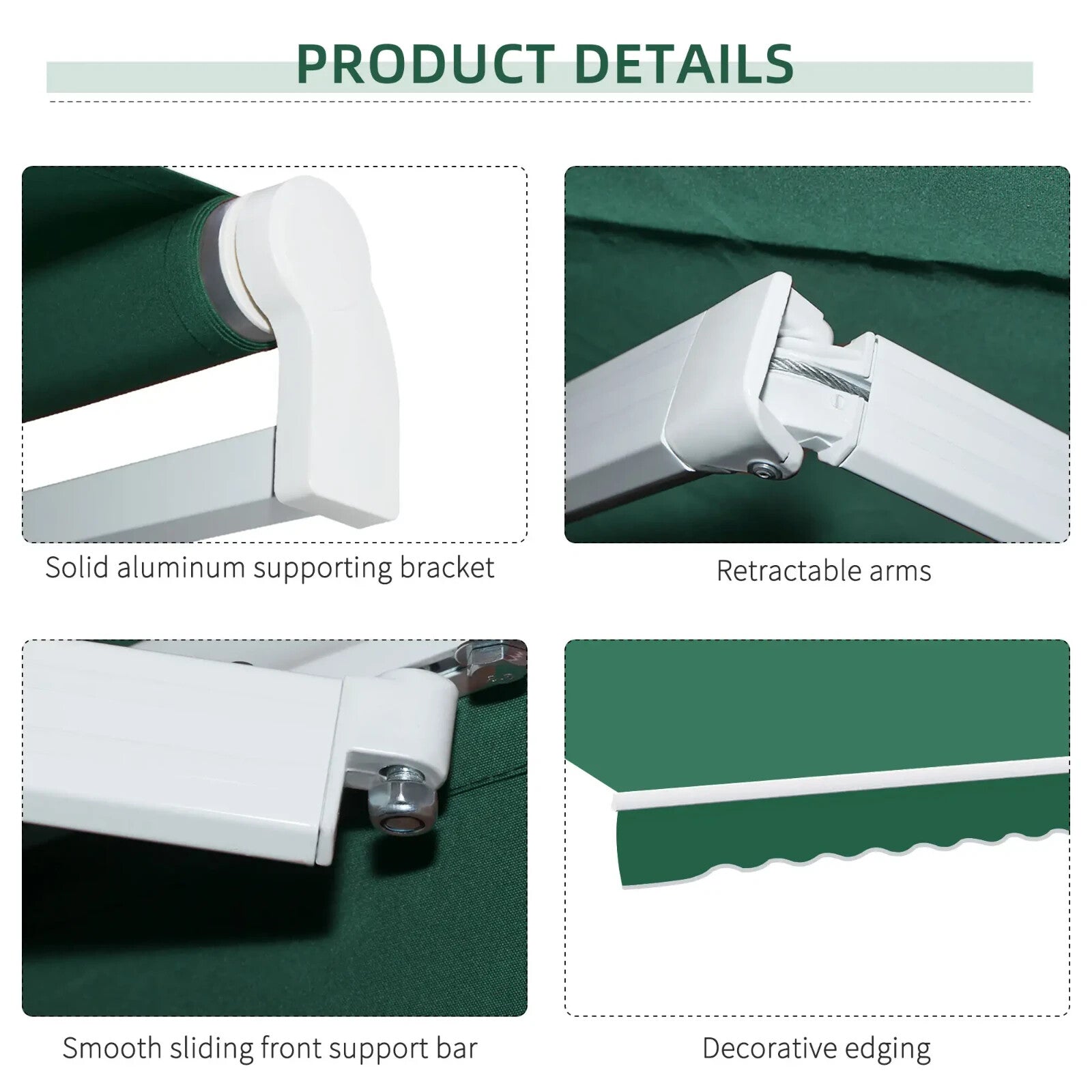 4m x 3m Manual Garden Awning Retractable Canopy Outdoor Patio Sun Shade Cover - Home and Garden Furniture Shop - rustic - furniture