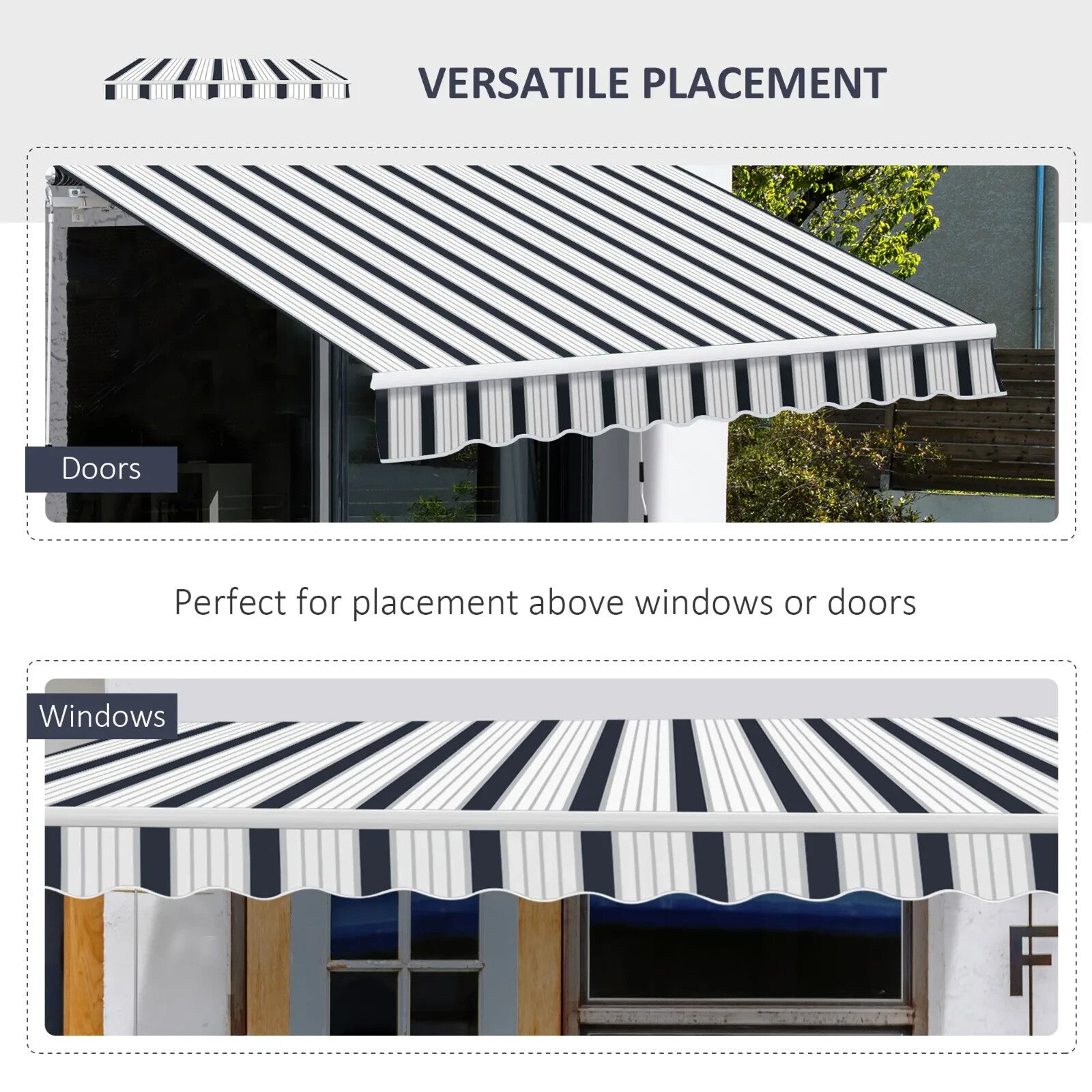 4m x 3m Manual Garden Awning Retractable Patio Canopy Outdoor Sun Shade Cover - Home and Garden Furniture Shop - rustic - furniture
