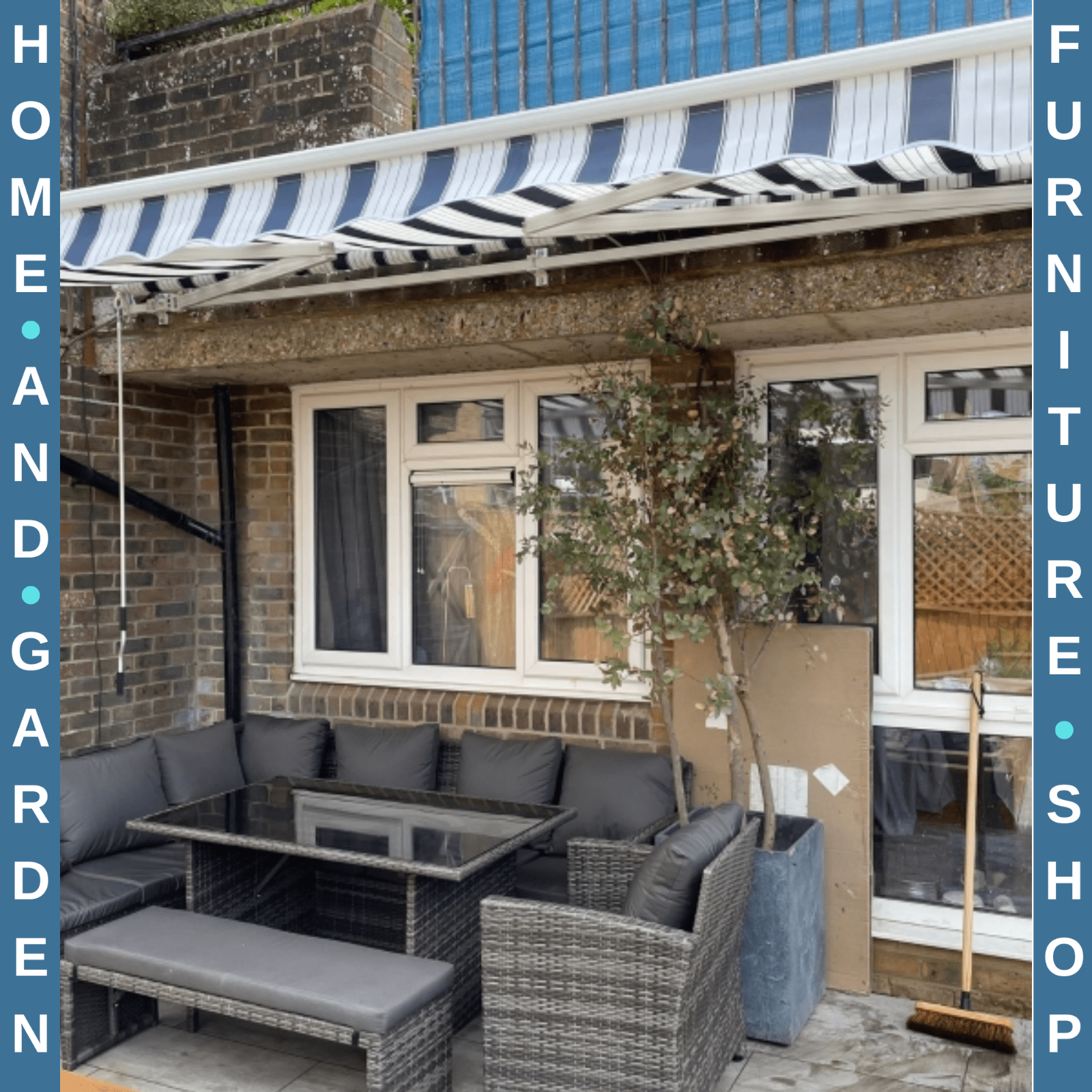 4m x 3m Manual Garden Awning Retractable Patio Canopy Outdoor Sun Shade Cover - Home and Garden Furniture Shop - rustic - furniture