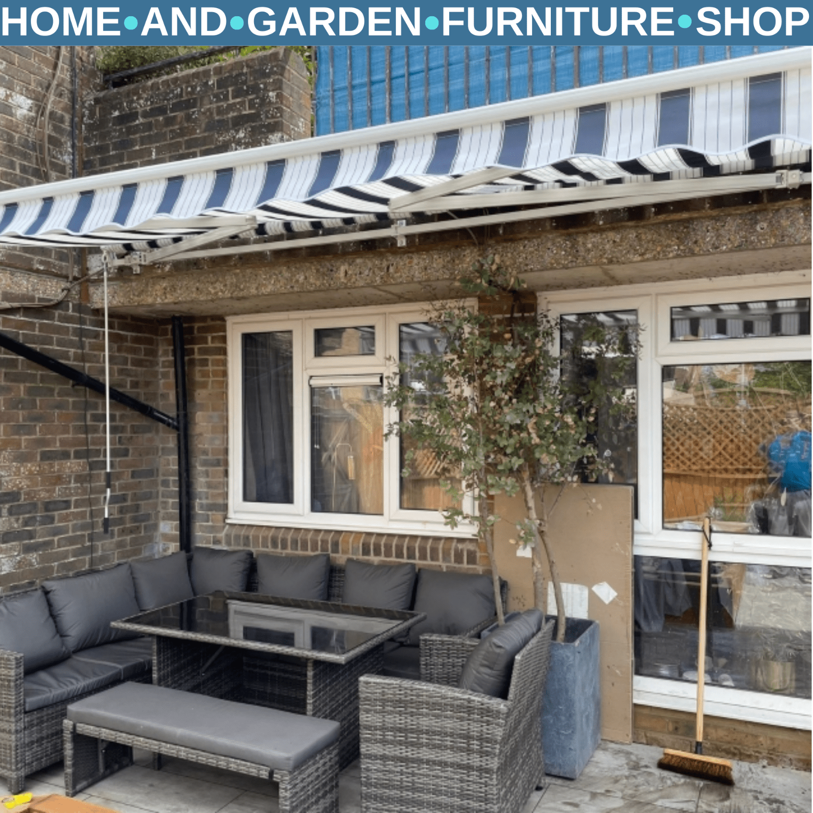 4m x 3m Manual Garden Awning Retractable Patio Canopy Outdoor Sun Shade Cover - Home and Garden Furniture Shop - rustic - furniture