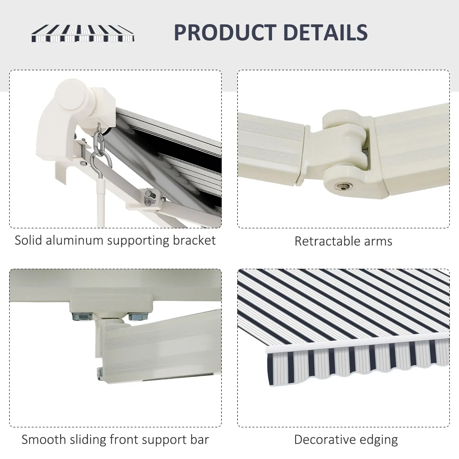 4m x 3m Manual Garden Awning Retractable Patio Canopy Outdoor Sun Shade Cover - Home and Garden Furniture Shop - rustic - furniture