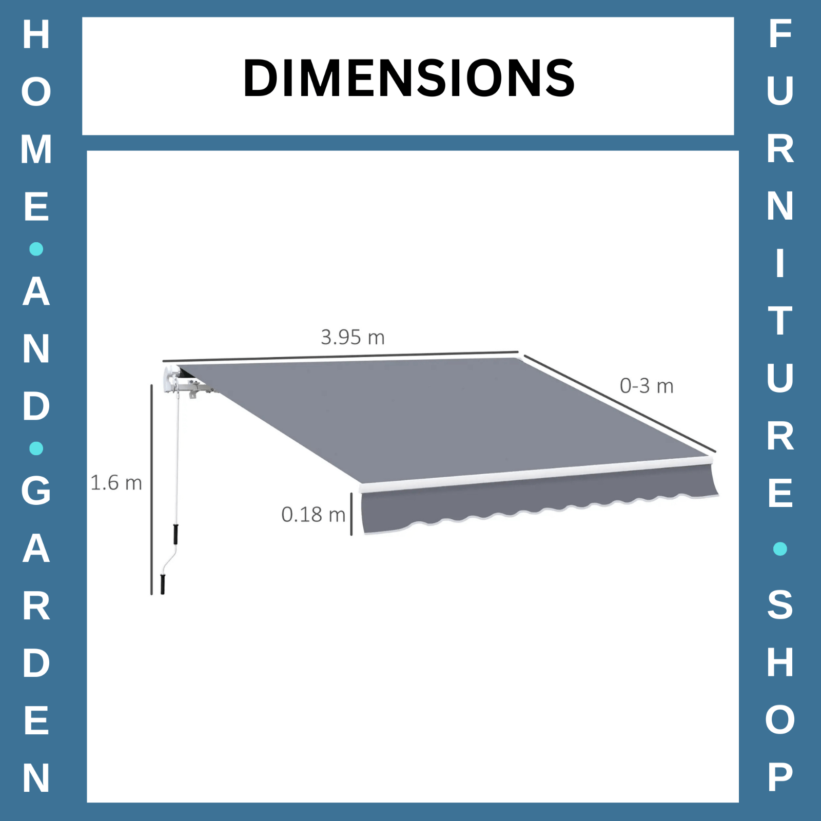 4m x 3m Manual Retractable Awning Wall Mounted Patio Canopy Outdoor Shelter - Home and Garden Furniture Shop - rustic - furniture