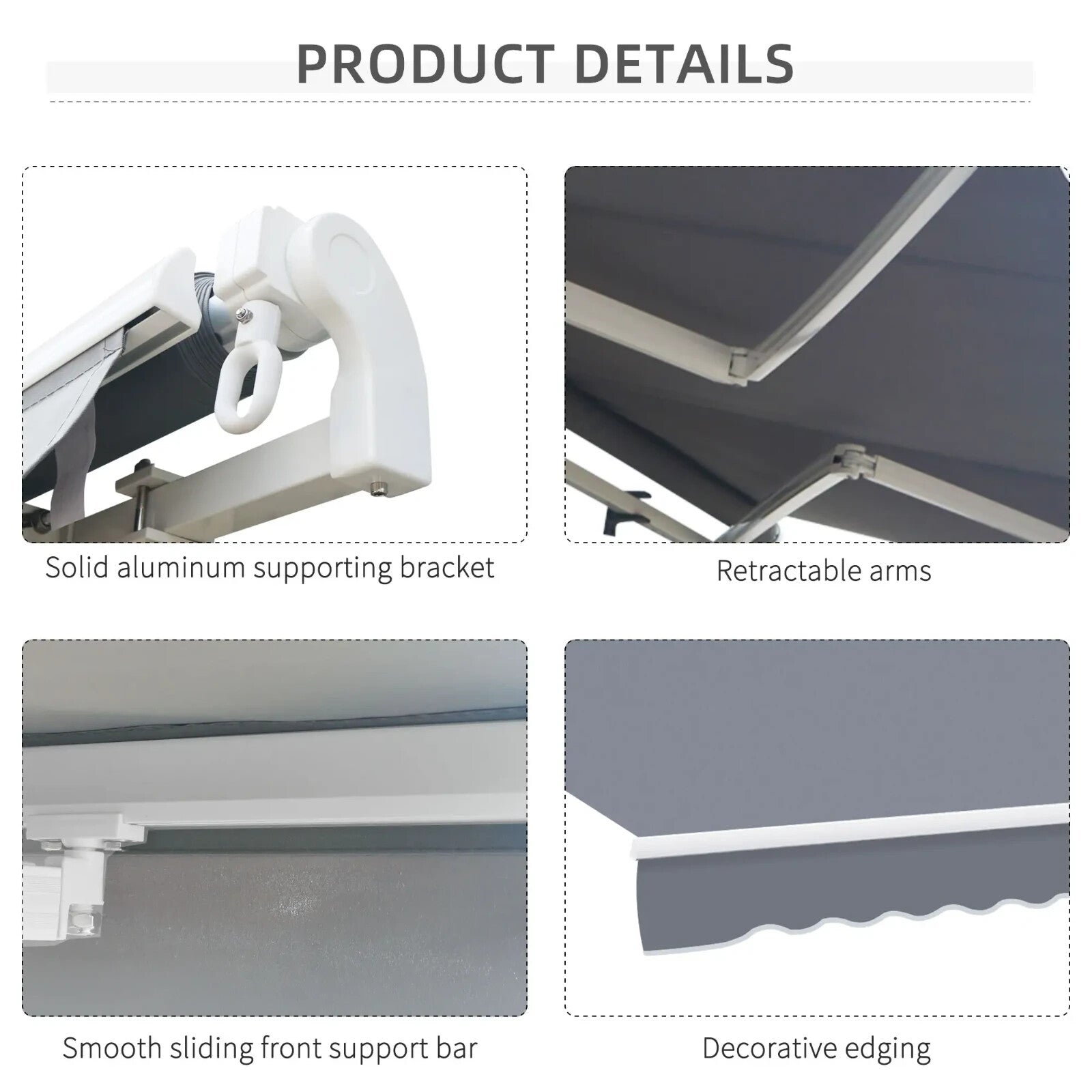 4m x 3m Manual Retractable Awning Wall Mounted Patio Canopy Outdoor Shelter - Home and Garden Furniture Shop - rustic - furniture