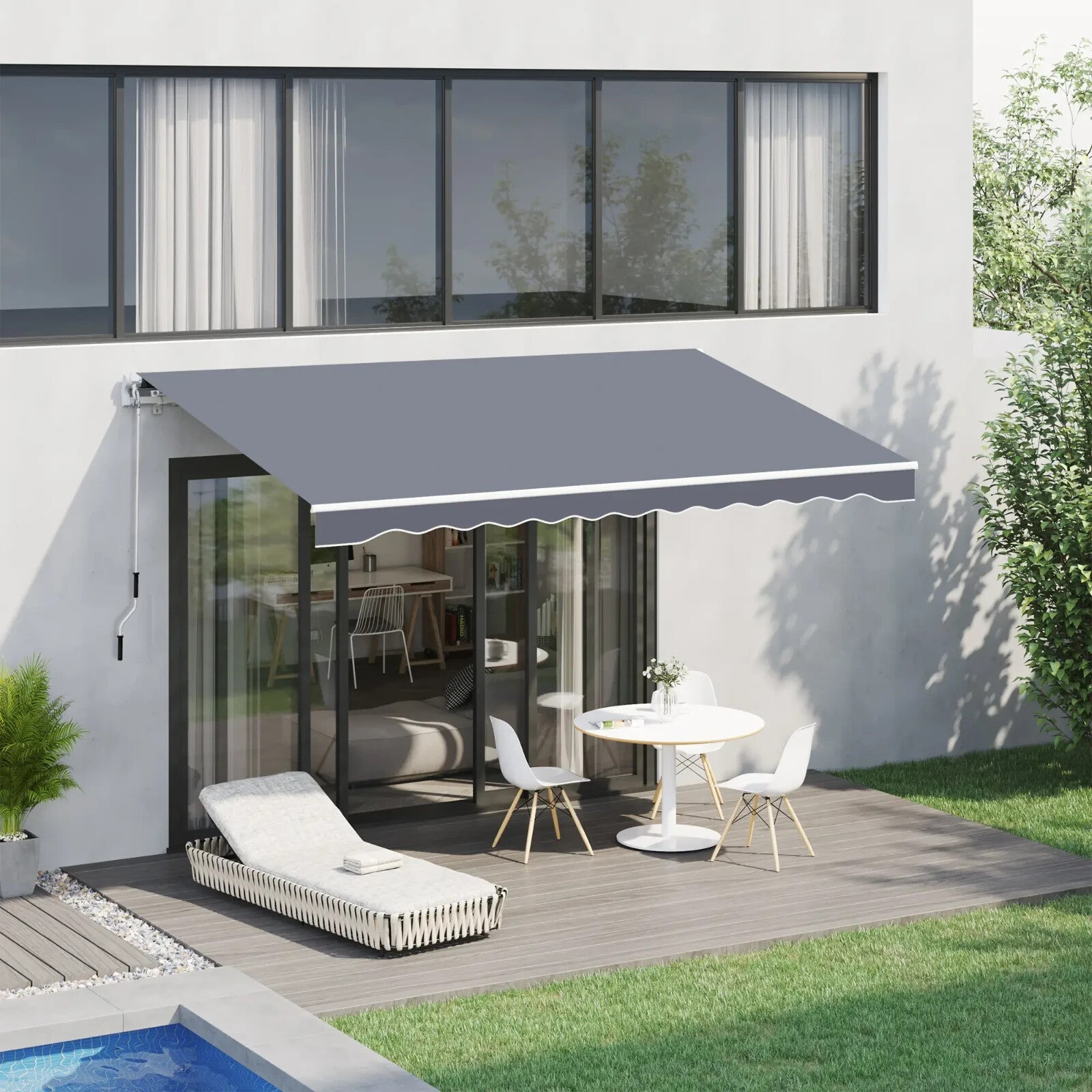 4m x 3m Manual Retractable Awning Wall Mounted Patio Canopy Outdoor Shelter - Home and Garden Furniture Shop - rustic - furniture