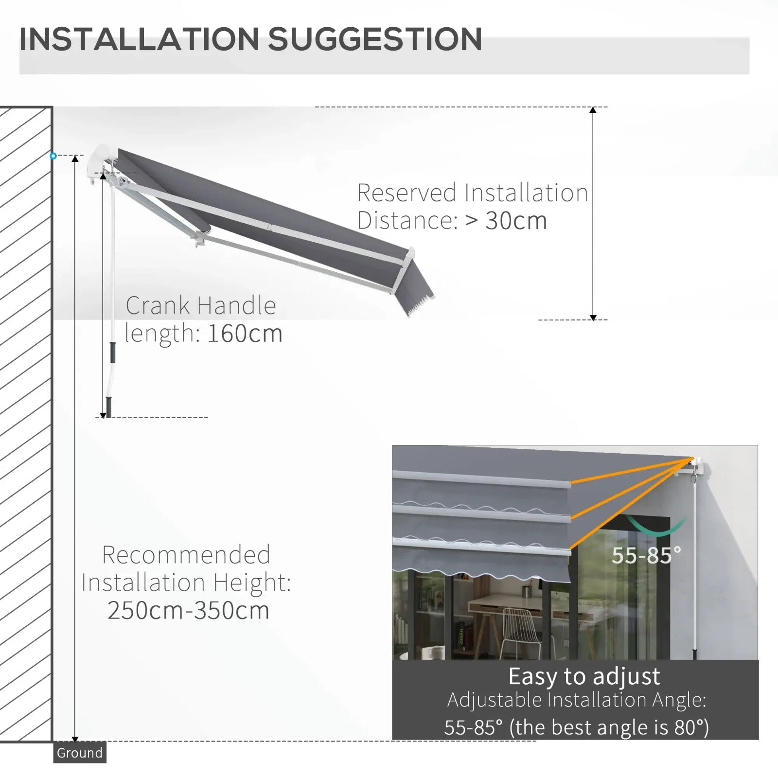 4m x 3m Manual Retractable Awning Wall Mounted Patio Canopy Outdoor Shelter - Home and Garden Furniture Shop - rustic - furniture