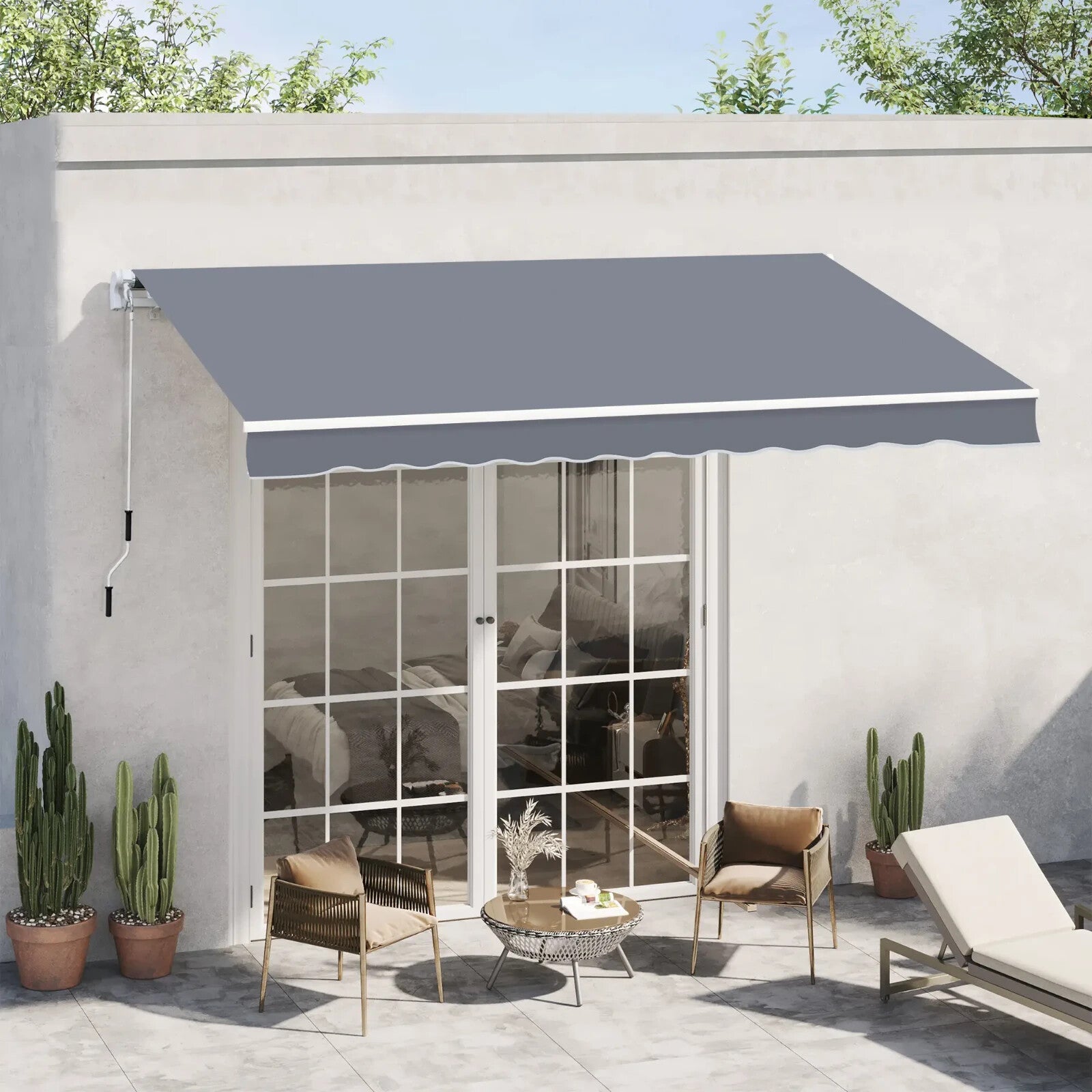 4m x 3m Manual Retractable Awning Wall Mounted Patio Canopy Outdoor Shelter - Home and Garden Furniture Shop - rustic - furniture