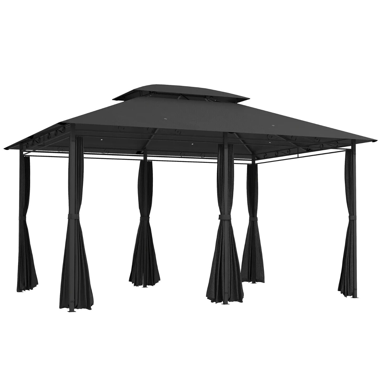 4m x 3m Outdoor 2 Tier Steel Frame Gazebo Curtains Garden Double Roof Party Tent - Home and Garden Furniture Shop - #rustic - furniture#