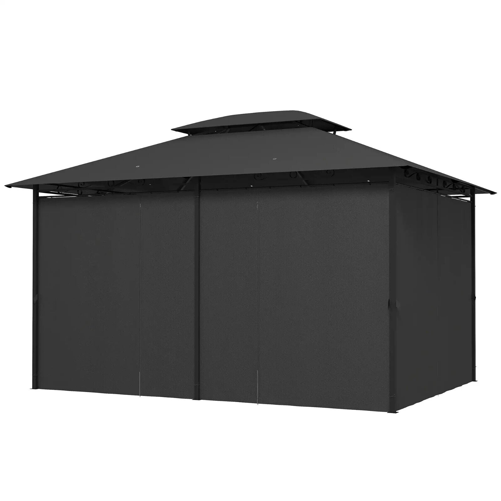 4m x 3m Outdoor 2 Tier Steel Frame Gazebo Curtains Garden Double Roof Party Tent - Home and Garden Furniture Shop - #rustic - furniture#