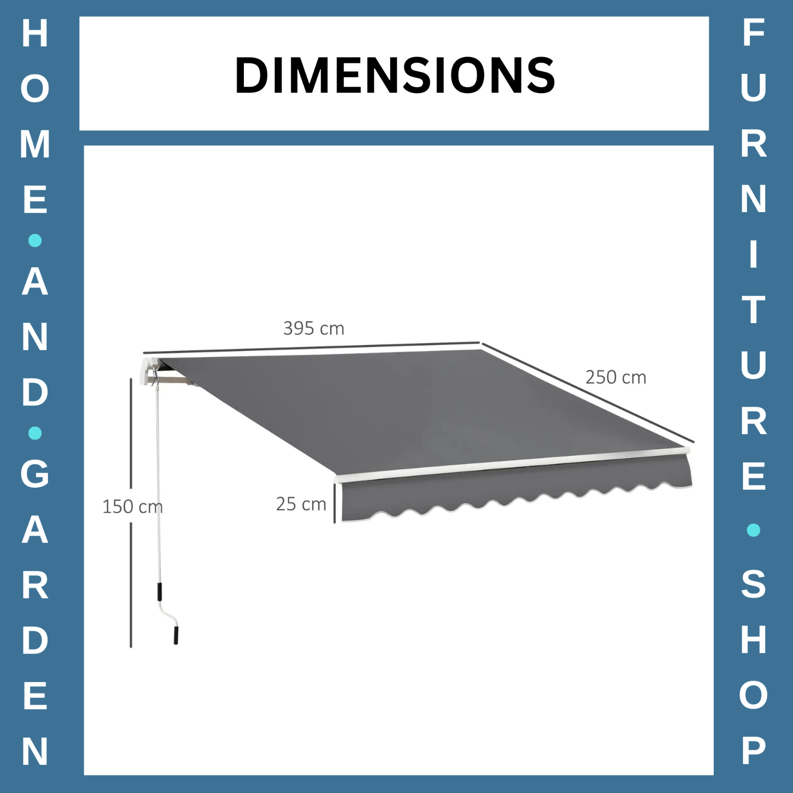 4x2.5m Manual Retractable Awning with Handle for Window Door Sun & Weather Shade - Home and Garden Furniture Shop - rustic - furniture