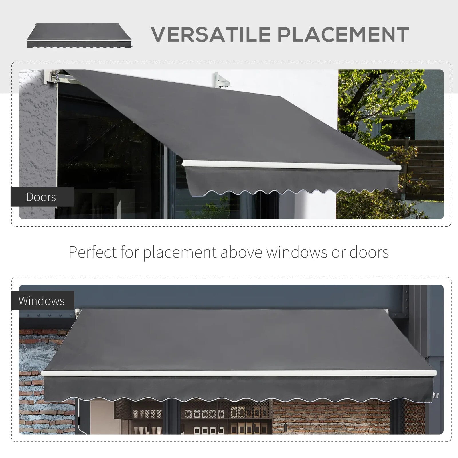 4x2.5m Manual Retractable Awning with Handle for Window Door Sun & Weather Shade - Home and Garden Furniture Shop - rustic - furniture
