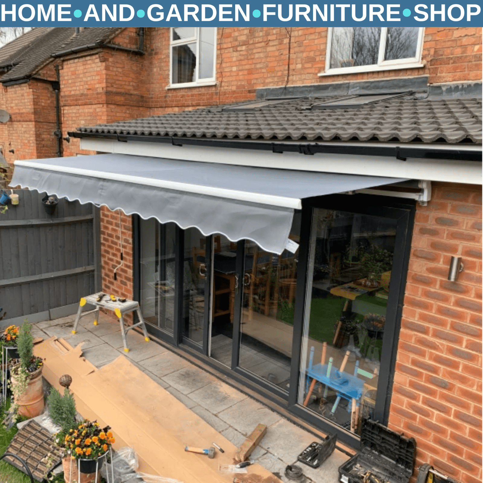 4x2.5m Manual Retractable Awning with Handle for Window Door Sun & Weather Shade - Home and Garden Furniture Shop - rustic - furniture