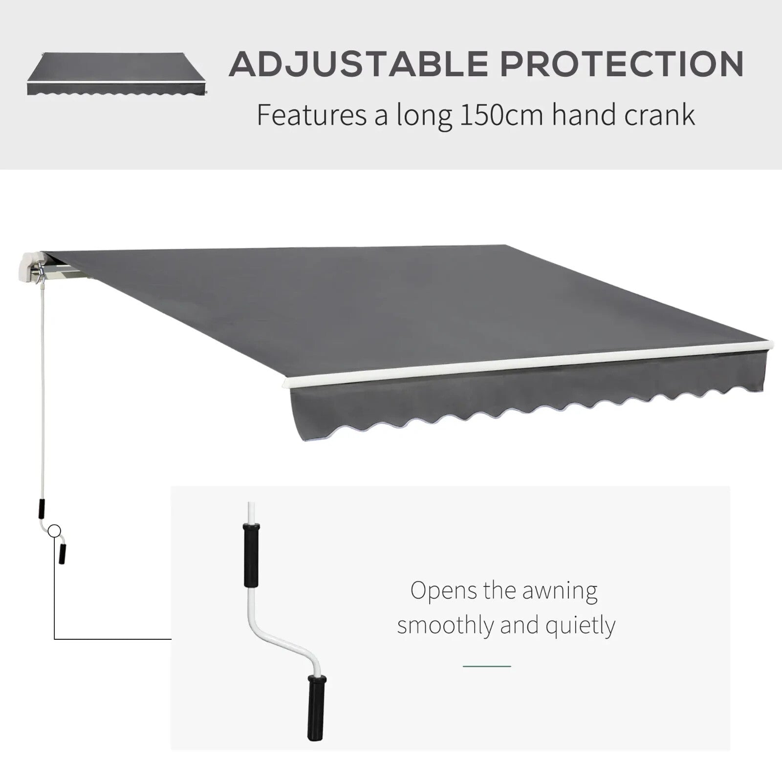 4x2.5m Manual Retractable Awning with Handle for Window Door Sun & Weather Shade - Home and Garden Furniture Shop - rustic - furniture