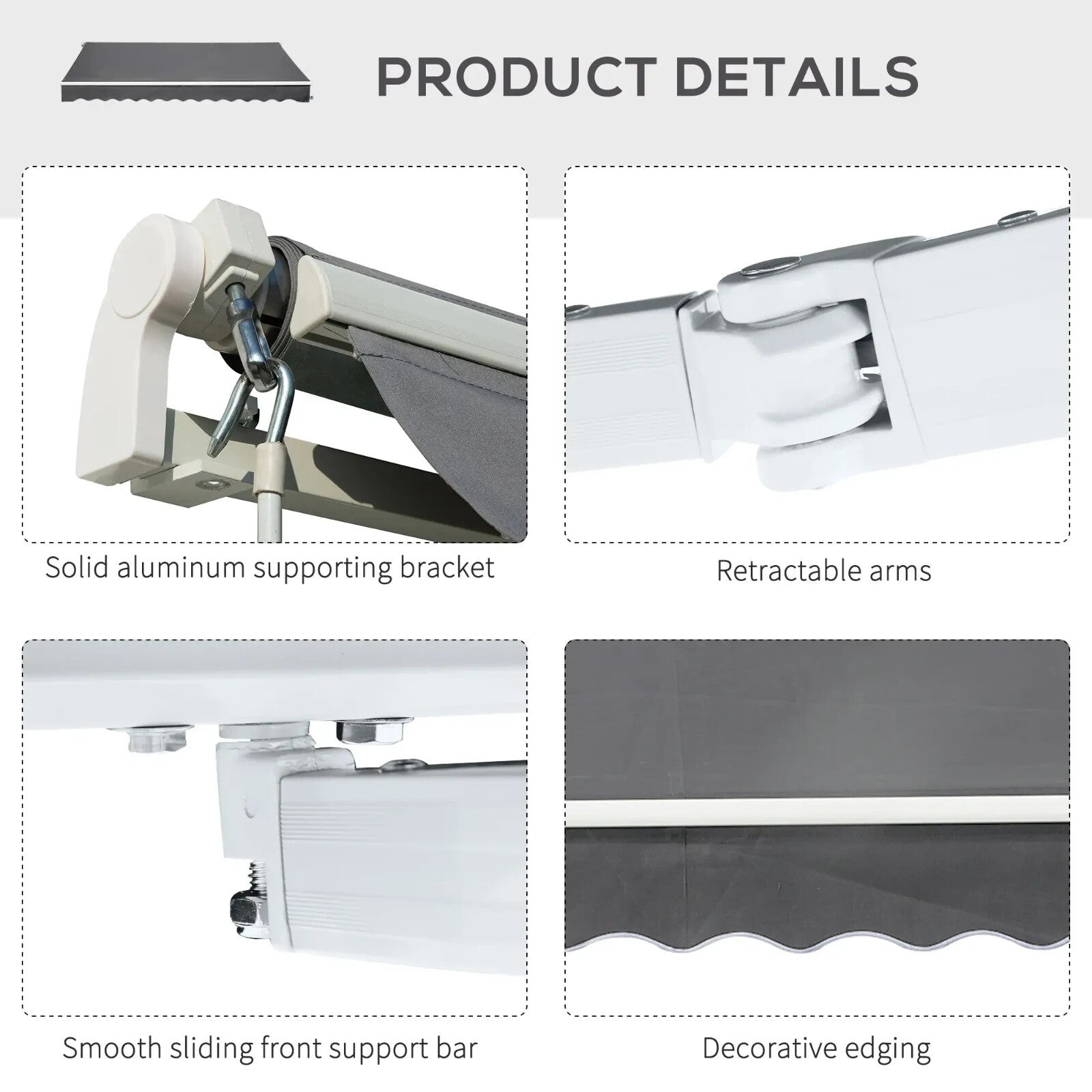 4x2.5m Manual Retractable Awning with Handle for Window Door Sun & Weather Shade - Home and Garden Furniture Shop - rustic - furniture