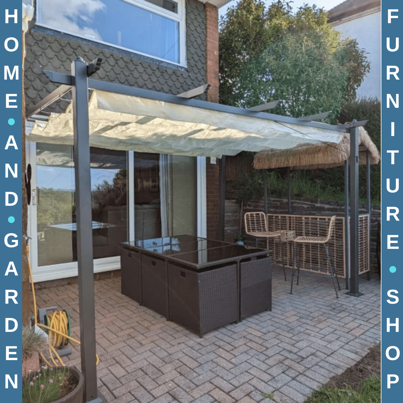 4x3m Aluminium Garden Pergola Gazebo with Retractable Canopy Roof Cream White - Home and Garden Furniture Shop - rustic - furniture