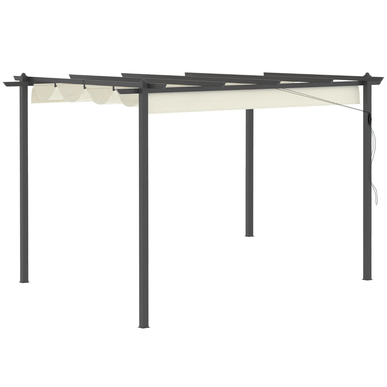 4x3m Aluminium Garden Pergola Gazebo with Retractable Canopy Roof Cream White - Home and Garden Furniture Shop - rustic - furniture