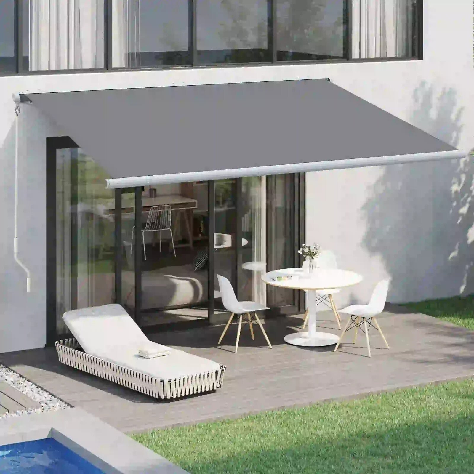 4x3m Electric Cassette Awning for Patio Doors w/ Remote Control & Manual Option - Home and Garden Furniture Shop - rustic - furniture