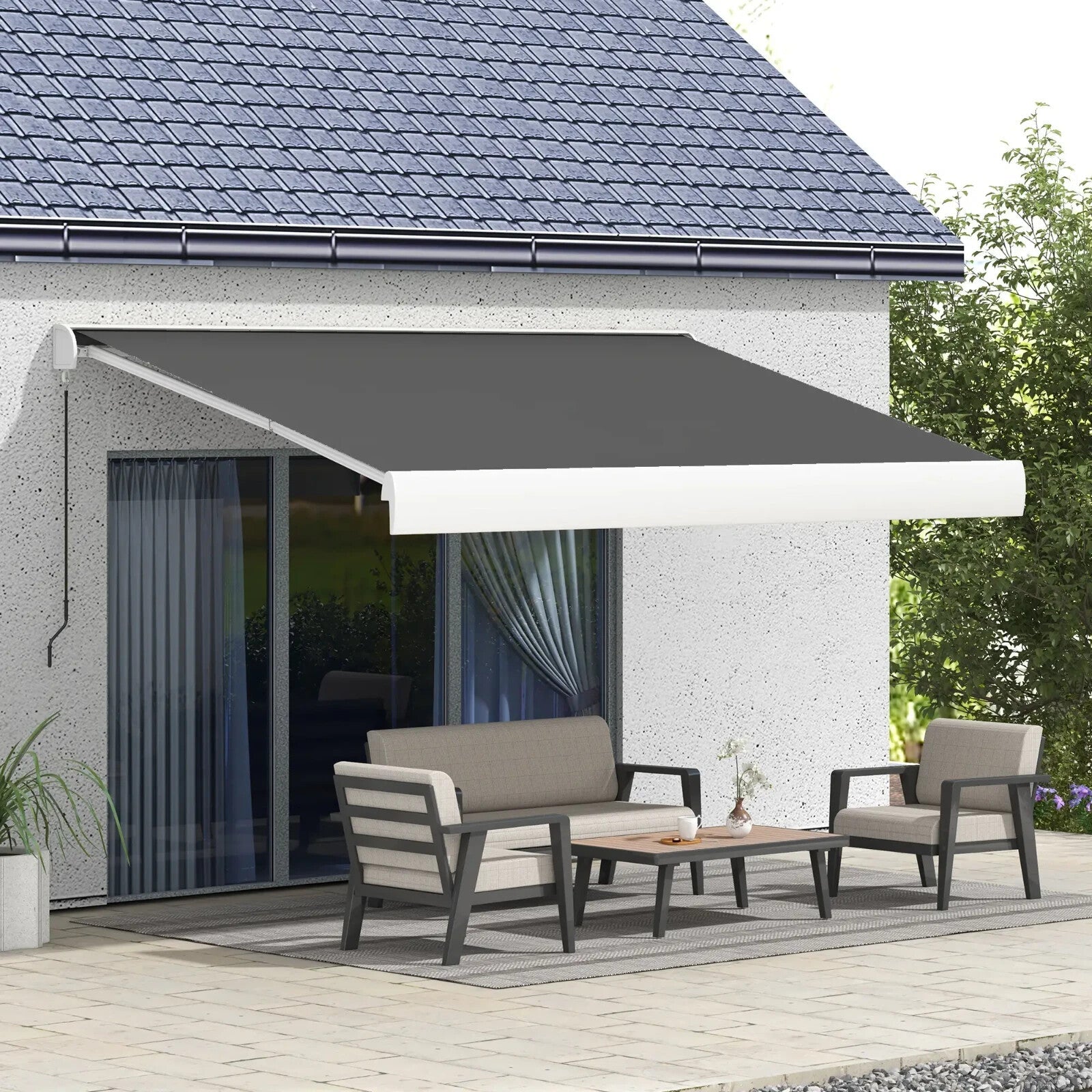 4x3m Electric Retractable Awning w/ Remote Aluminium Frame for Patio Door Shade - Home and Garden Furniture Shop - rustic - furniture