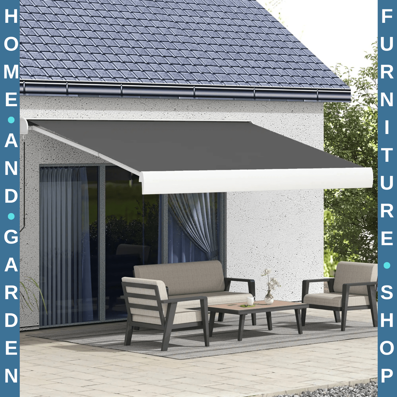 4x3m Electric Retractable Awning w/ Remote Aluminium Frame for Patio Door Shade - Home and Garden Furniture Shop - rustic - furniture